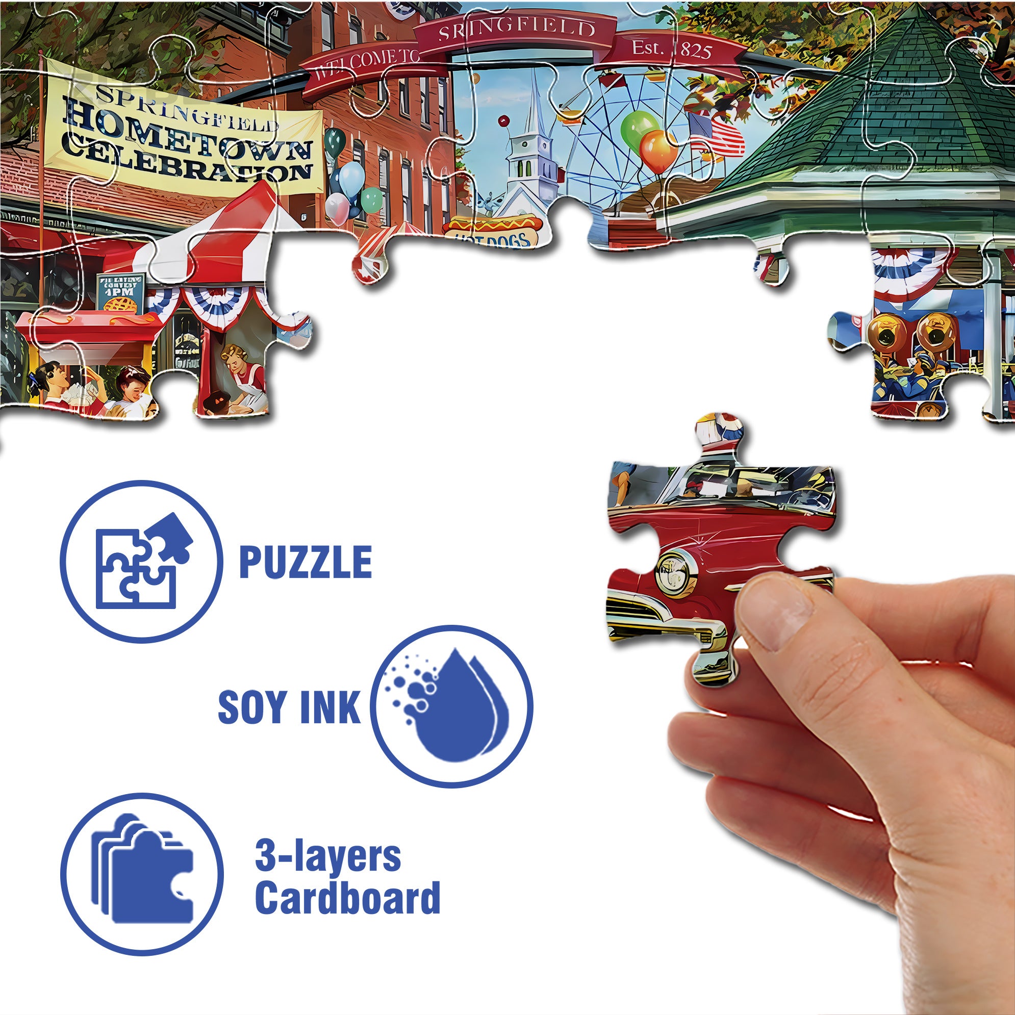Hometown Celebration 500pcs/1000pcs Jigsaw Puzzle, Scratch-Resistant, Interactive Family Game & Brain-Boosting DIY Decor, Perfect for Halloween, Christmas & New Year Gifts, Family Puzzle Game