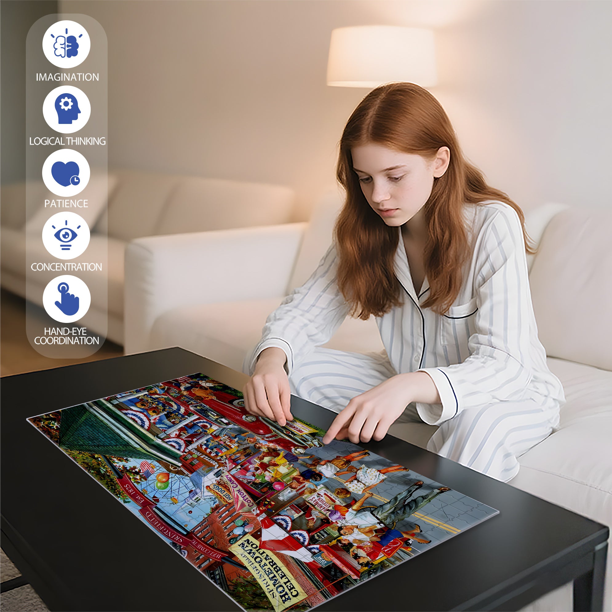Hometown Celebration 500pcs/1000pcs Jigsaw Puzzle, Scratch-Resistant, Interactive Family Game & Brain-Boosting DIY Decor, Perfect for Halloween, Christmas & New Year Gifts, Family Puzzle Game