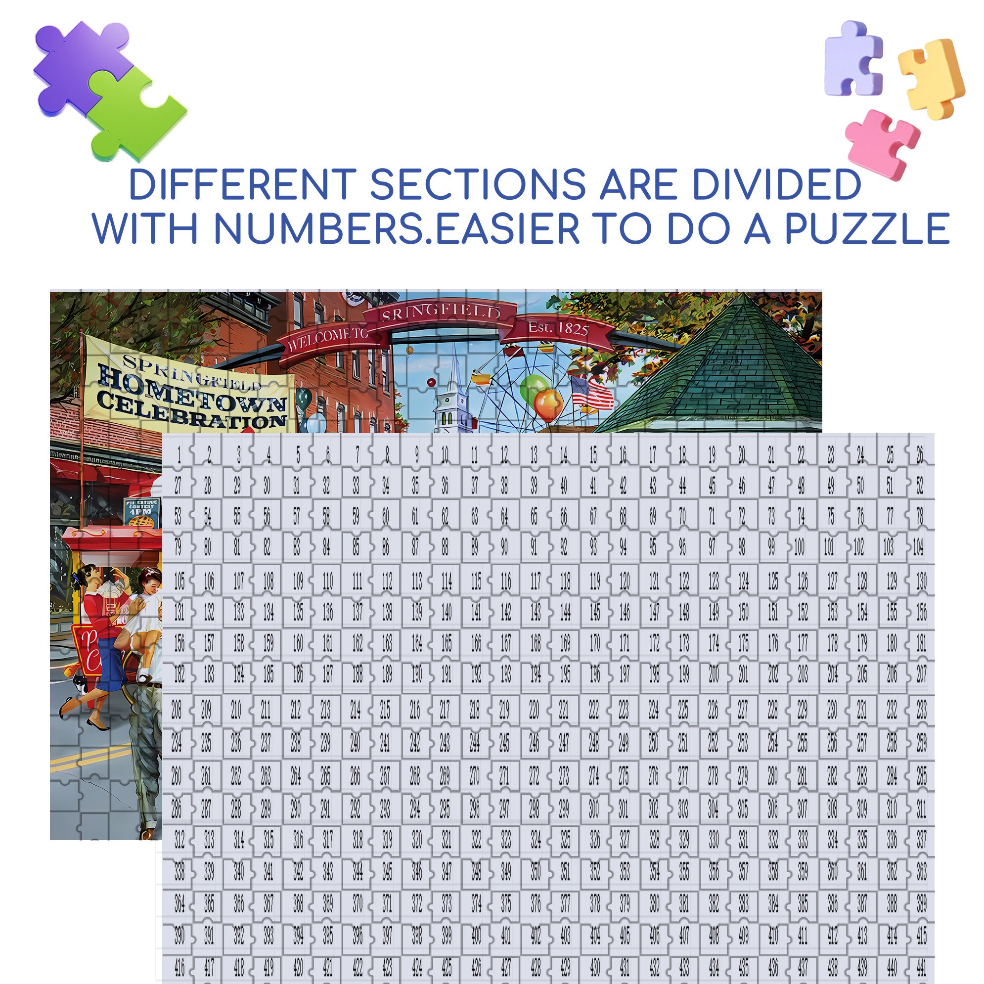 Hometown Celebration 500pcs/1000pcs Jigsaw Puzzle, Scratch-Resistant, Interactive Family Game & Brain-Boosting DIY Decor, Perfect for Halloween, Christmas & New Year Gifts, Family Puzzle Game