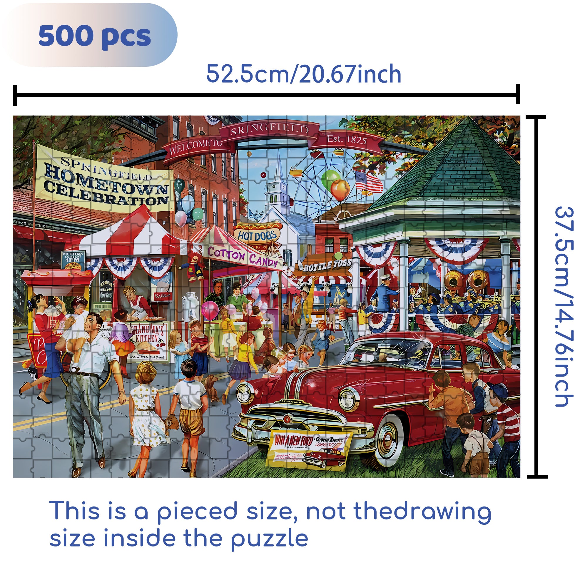 Hometown Celebration 500pcs/1000pcs Jigsaw Puzzle, Scratch-Resistant, Interactive Family Game & Brain-Boosting DIY Decor, Perfect for Halloween, Christmas & New Year Gifts, Family Puzzle Game