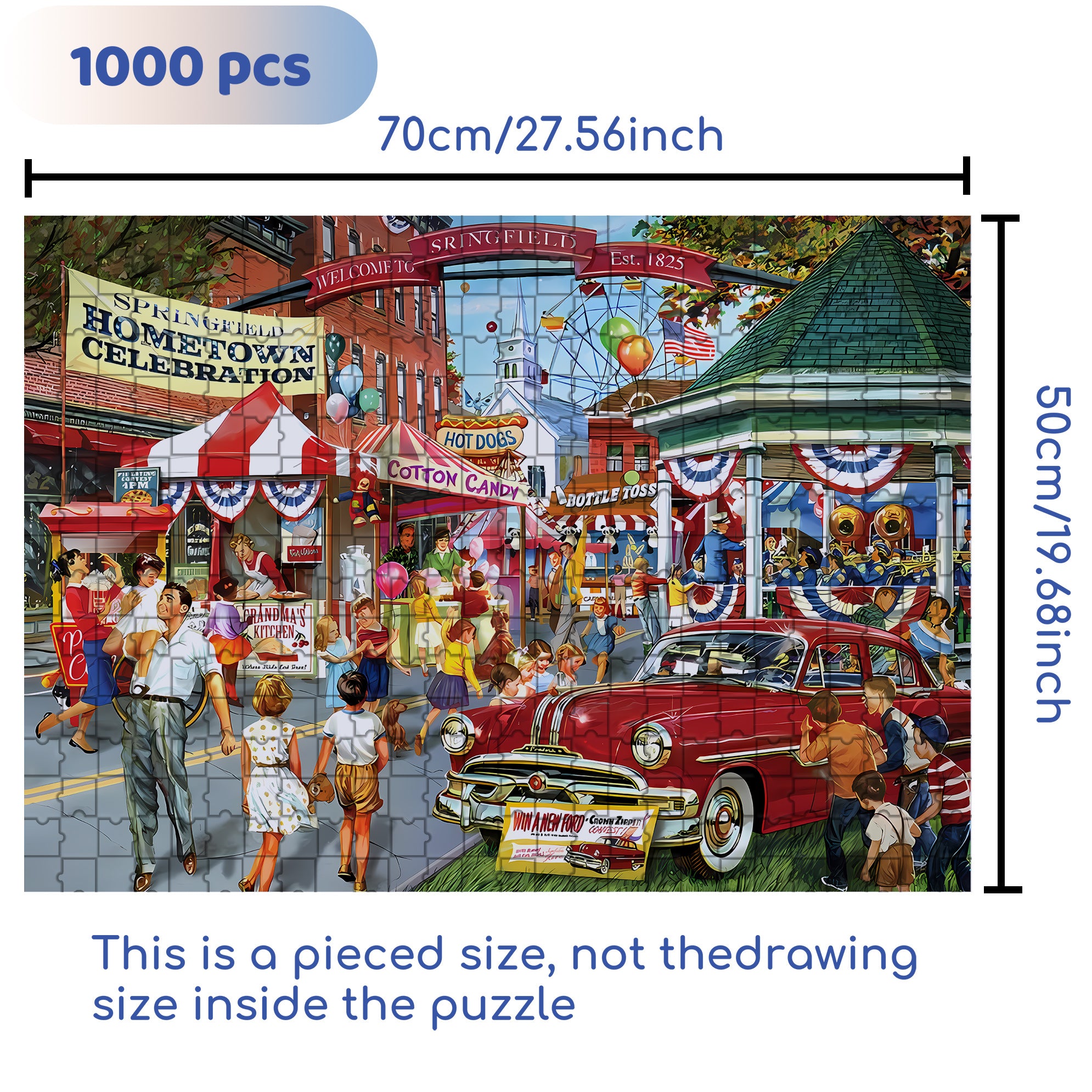 Hometown Celebration 500pcs/1000pcs Jigsaw Puzzle, Scratch-Resistant, Interactive Family Game & Brain-Boosting DIY Decor, Perfect for Halloween, Christmas & New Year Gifts, Family Puzzle Game