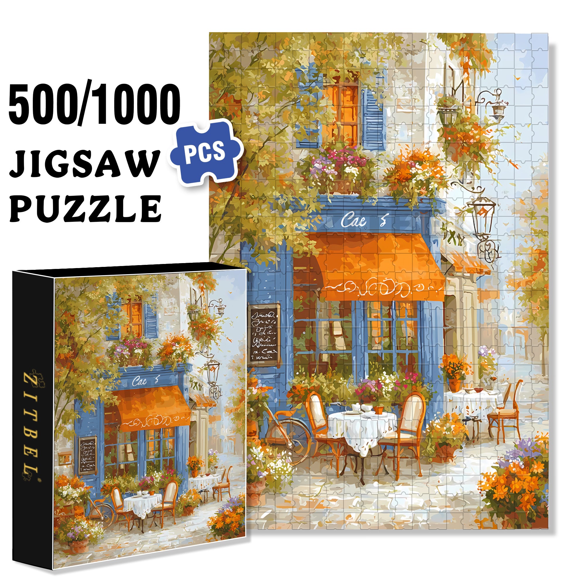 House 500pcs/1000pcs Jigsaw Puzzle, Scratch-Resistant, Interactive Family Game & Brain-Boosting DIY Decor, Perfect for Halloween, Christmas & New Year Gifts, Family Puzzle Game