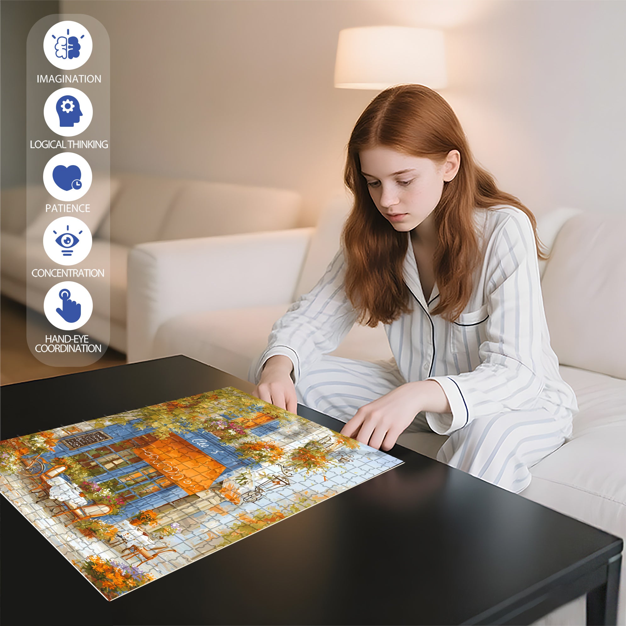 House 500pcs/1000pcs Jigsaw Puzzle, Scratch-Resistant, Interactive Family Game & Brain-Boosting DIY Decor, Perfect for Halloween, Christmas & New Year Gifts, Family Puzzle Game