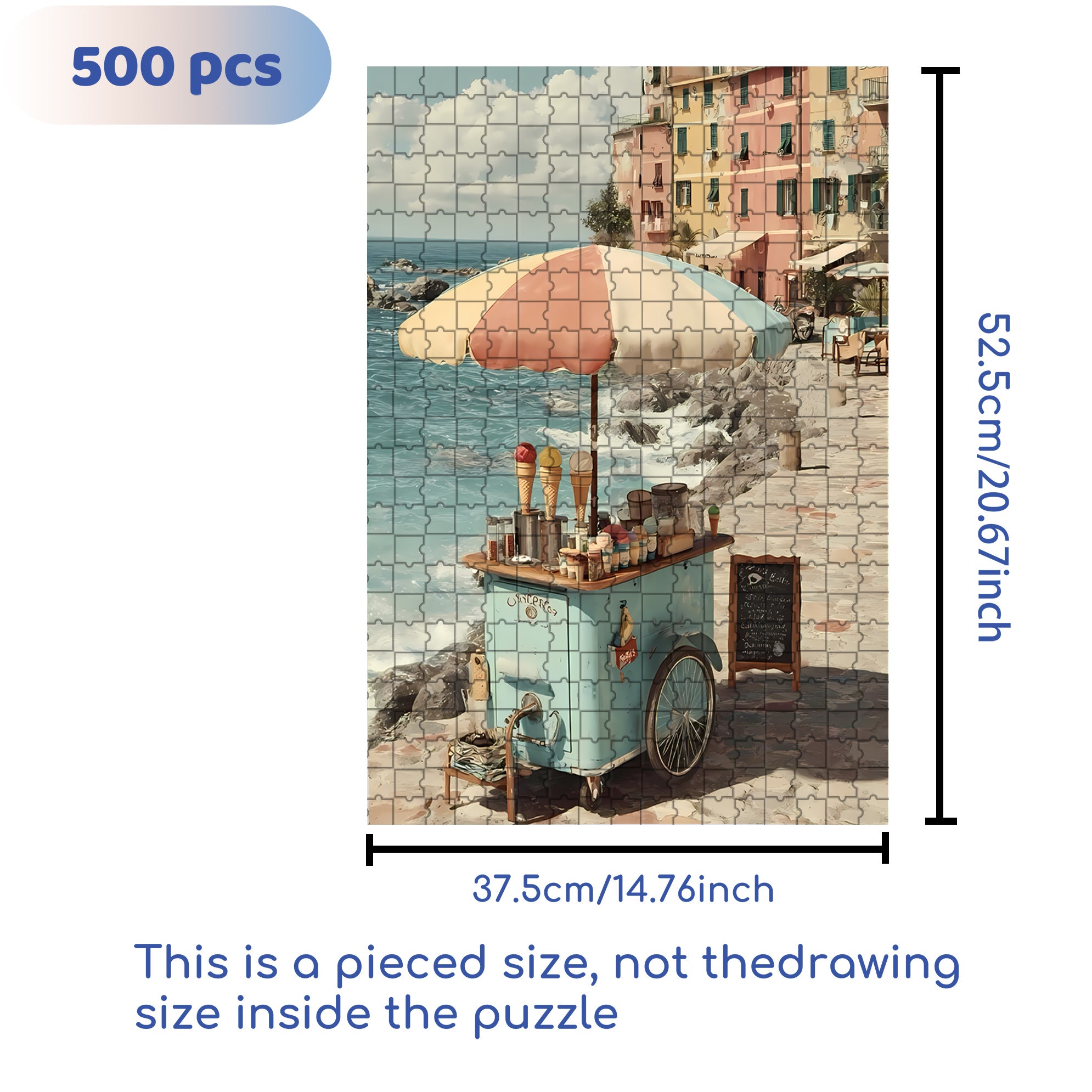 Ice-cream Stand 500pcs/1000pcs Jigsaw Puzzle, Scratch-Resistant, Interactive Family Game & Brain-Boosting DIY Decor, Perfect for Halloween, Christmas & New Year Gifts, Family Puzzle Game