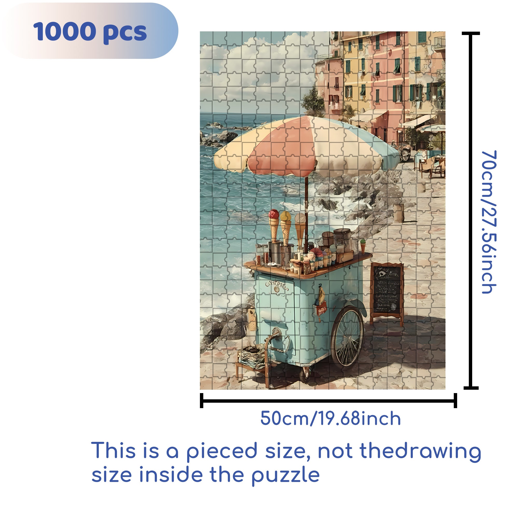 Ice-cream Stand 500pcs/1000pcs Jigsaw Puzzle, Scratch-Resistant, Interactive Family Game & Brain-Boosting DIY Decor, Perfect for Halloween, Christmas & New Year Gifts, Family Puzzle Game