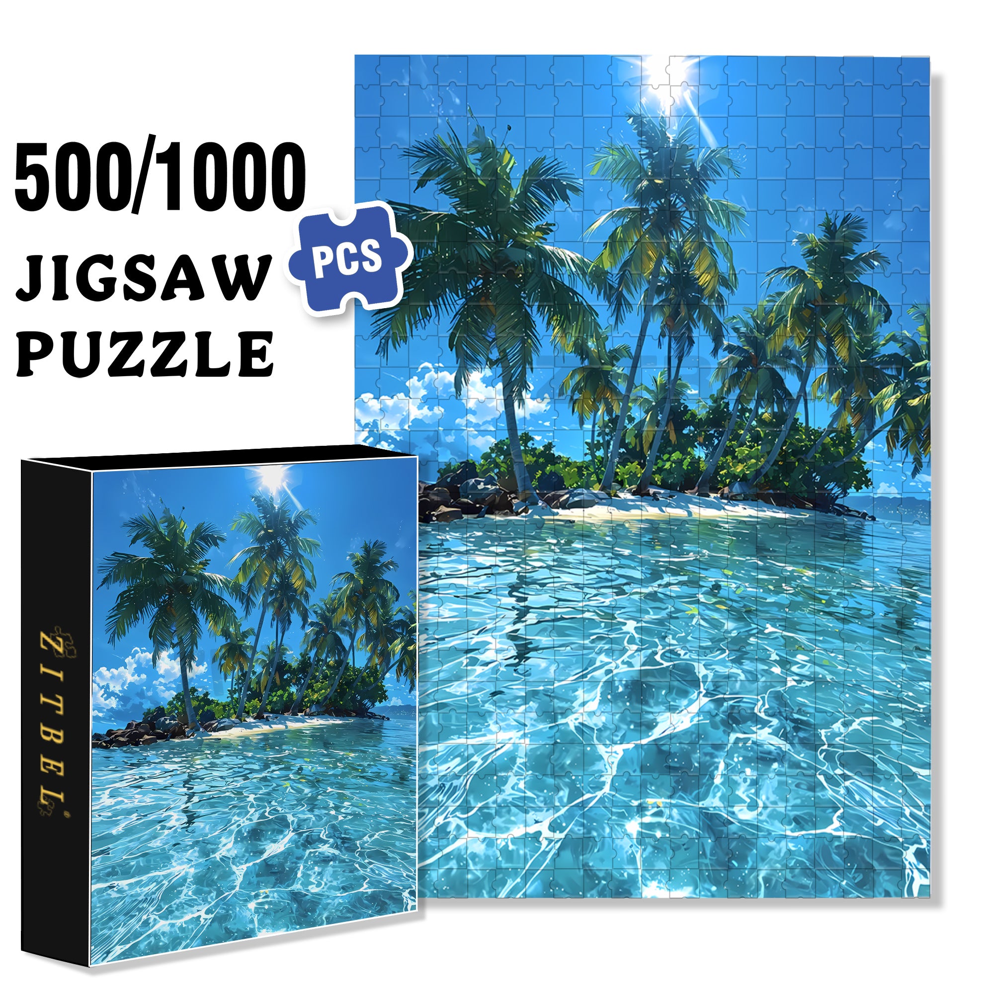 Island 500pcs/1000pcs Jigsaw Puzzle, Scratch-Resistant, Interactive Family Game & Brain-Boosting DIY Decor, Perfect for Halloween, Christmas & New Year Gifts, Family Puzzle Game