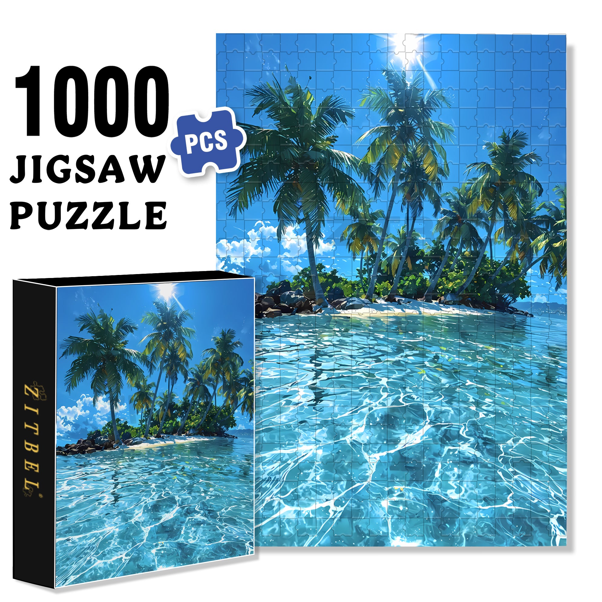 Island 500pcs/1000pcs Jigsaw Puzzle, Scratch-Resistant, Interactive Family Game & Brain-Boosting DIY Decor, Perfect for Halloween, Christmas & New Year Gifts, Family Puzzle Game