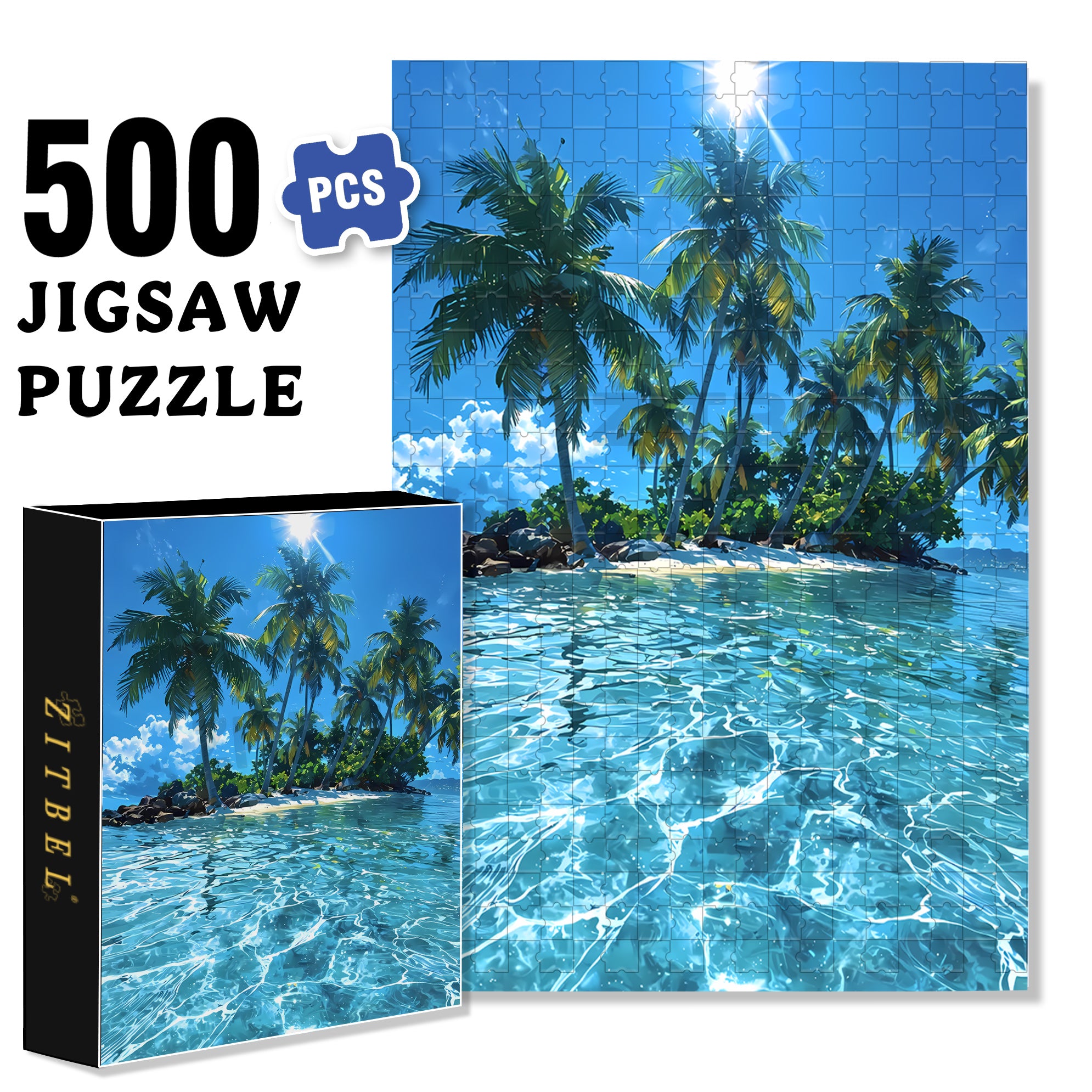 Island 500pcs/1000pcs Jigsaw Puzzle, Scratch-Resistant, Interactive Family Game & Brain-Boosting DIY Decor, Perfect for Halloween, Christmas & New Year Gifts, Family Puzzle Game