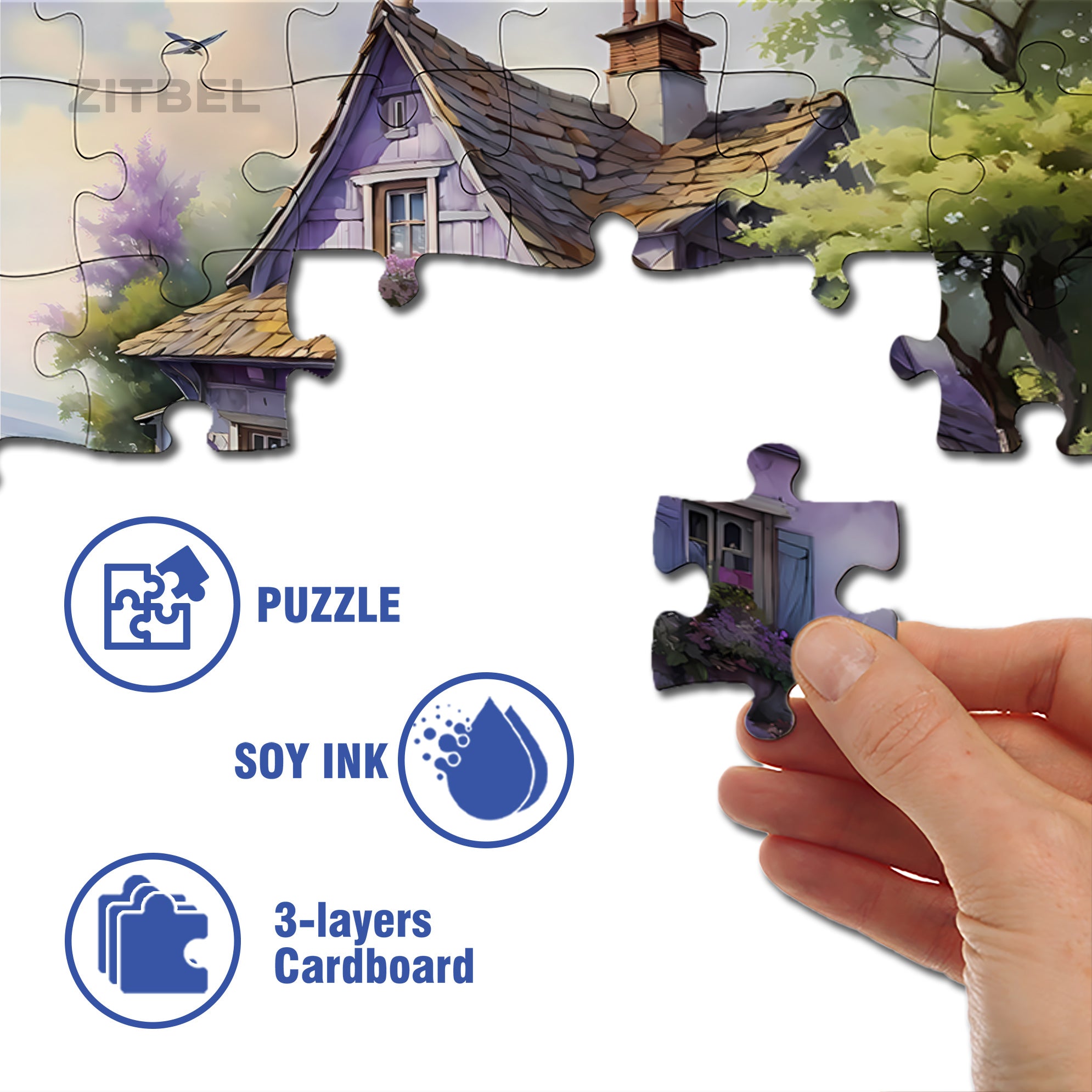 Lavender Garden 500pcs/1000pcs Jigsaw Puzzle, Scratch-Resistant, Interactive Family Game & Brain-Boosting DIY Decor, Perfect for Halloween, Christmas & New Year Gifts, Family Puzzle Game