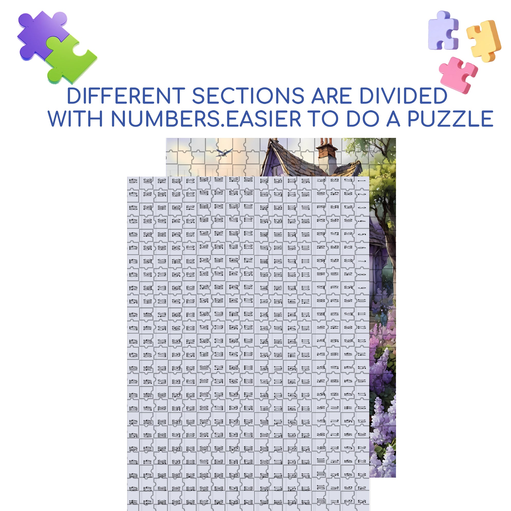 Lavender Garden 500pcs/1000pcs Jigsaw Puzzle, Scratch-Resistant, Interactive Family Game & Brain-Boosting DIY Decor, Perfect for Halloween, Christmas & New Year Gifts, Family Puzzle Game