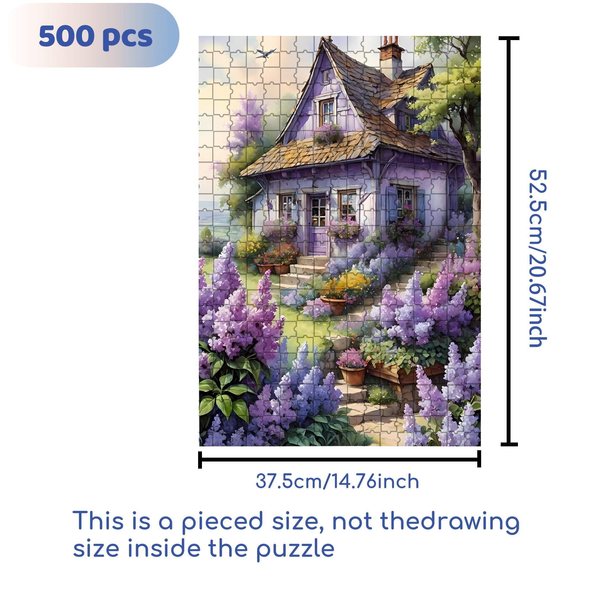 Lavender Garden 500pcs/1000pcs Jigsaw Puzzle, Scratch-Resistant, Interactive Family Game & Brain-Boosting DIY Decor, Perfect for Halloween, Christmas & New Year Gifts, Family Puzzle Game