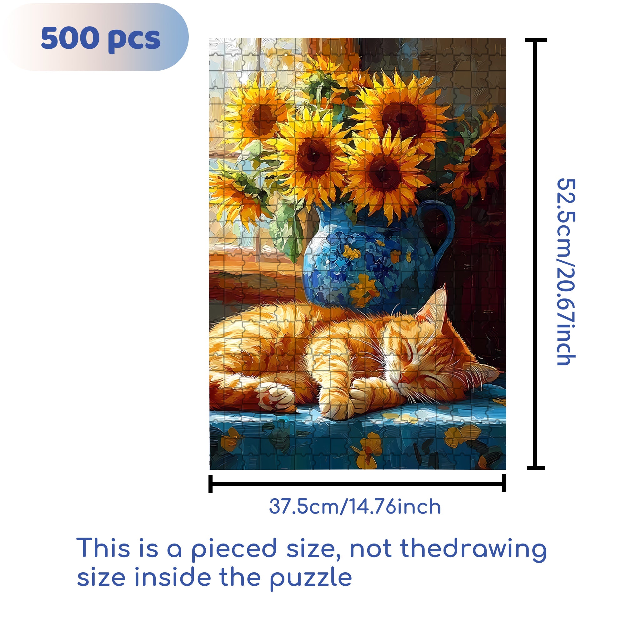 Lazy Cat 500pcs/1000pcs Jigsaw Puzzle, Scratch-Resistant, Interactive Family Game & Brain-Boosting DIY Decor, Perfect for Halloween, Christmas & New Year Gifts, Family Puzzle Game