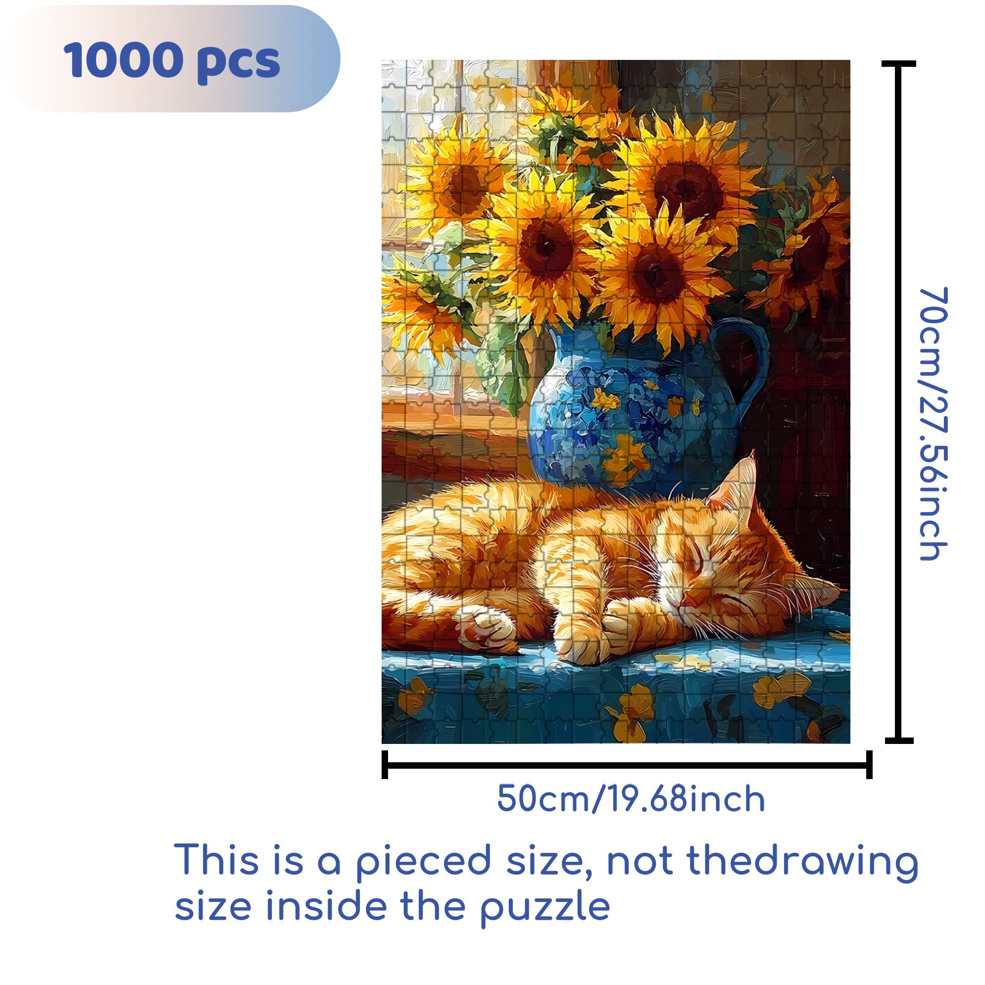 Lazy Cat 500pcs/1000pcs Jigsaw Puzzle, Scratch-Resistant, Interactive Family Game & Brain-Boosting DIY Decor, Perfect for Halloween, Christmas & New Year Gifts, Family Puzzle Game