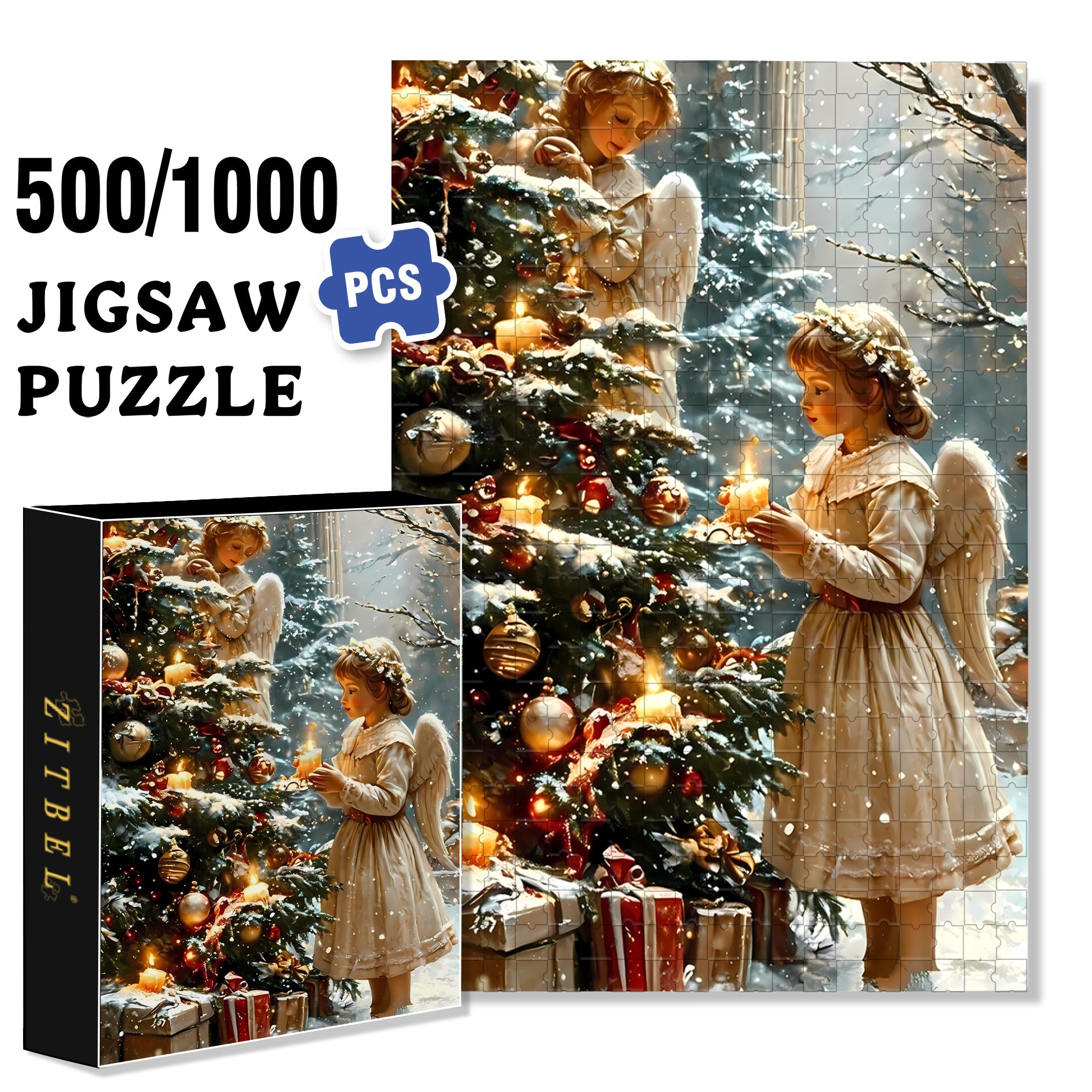 Light A Candle 500pcs/1000pcs Jigsaw Puzzle, Scratch-Resistant, Interactive Family Game & Brain-Boosting DIY Decor, Perfect for Halloween, Christmas & New Year Gifts, Family Puzzle Game