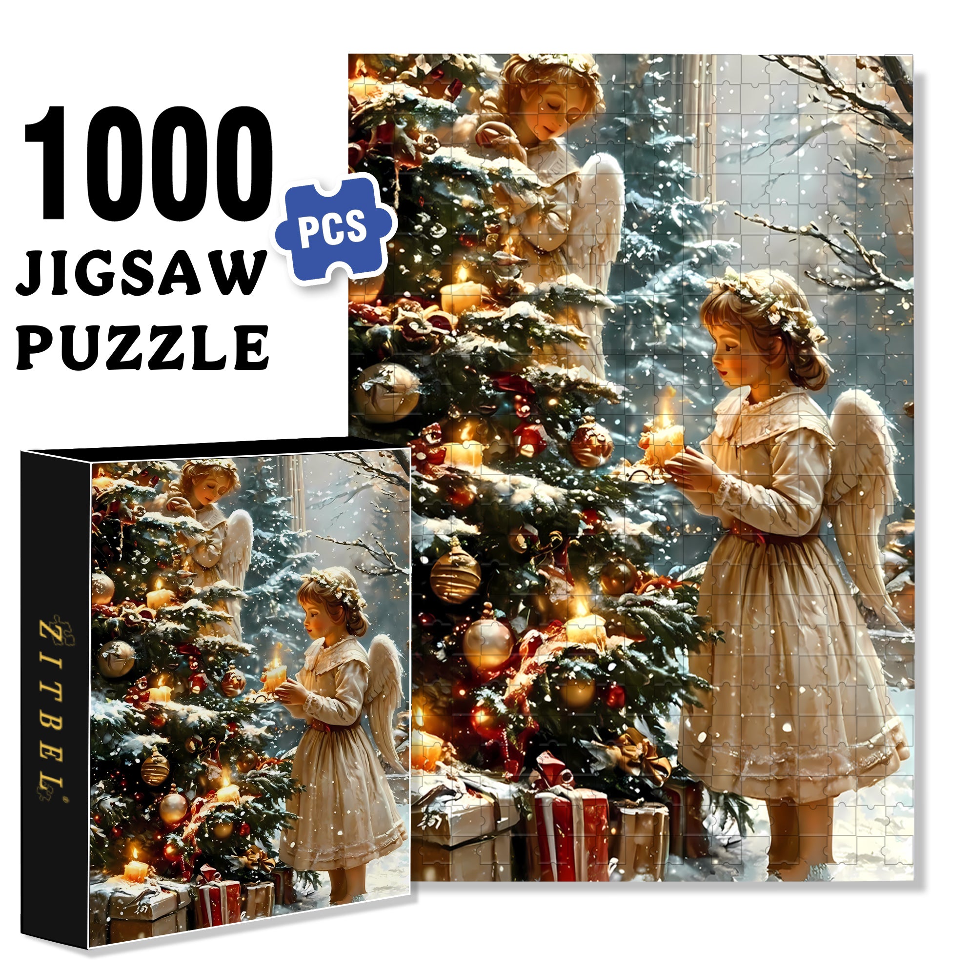 Light A Candle 500pcs/1000pcs Jigsaw Puzzle, Scratch-Resistant, Interactive Family Game & Brain-Boosting DIY Decor, Perfect for Halloween, Christmas & New Year Gifts, Family Puzzle Game