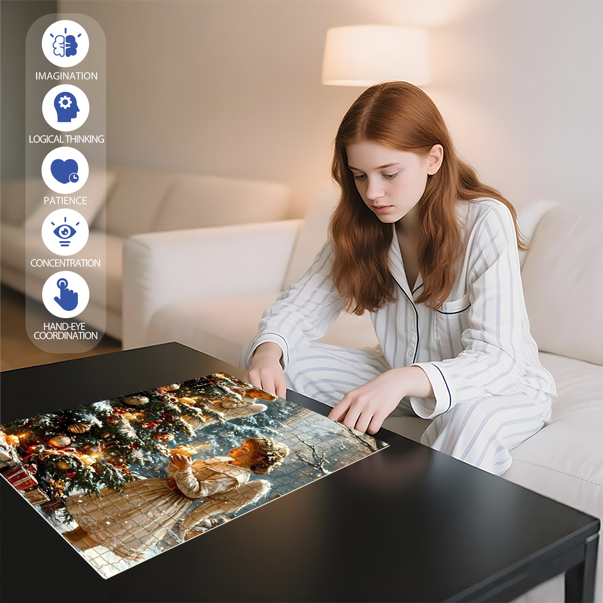 Light A Candle 500pcs/1000pcs Jigsaw Puzzle, Scratch-Resistant, Interactive Family Game & Brain-Boosting DIY Decor, Perfect for Halloween, Christmas & New Year Gifts, Family Puzzle Game