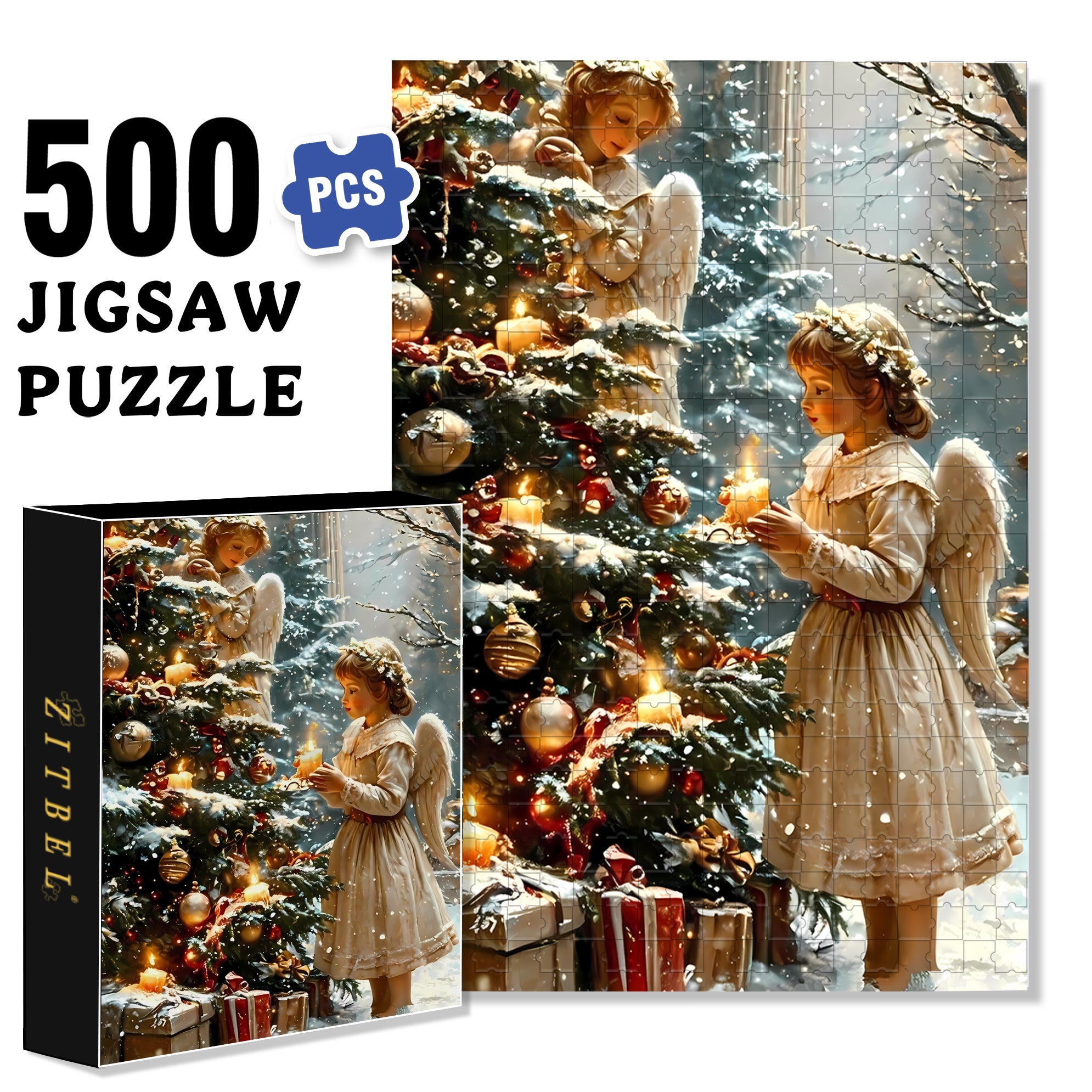 Light A Candle 500pcs/1000pcs Jigsaw Puzzle, Scratch-Resistant, Interactive Family Game & Brain-Boosting DIY Decor, Perfect for Halloween, Christmas & New Year Gifts, Family Puzzle Game