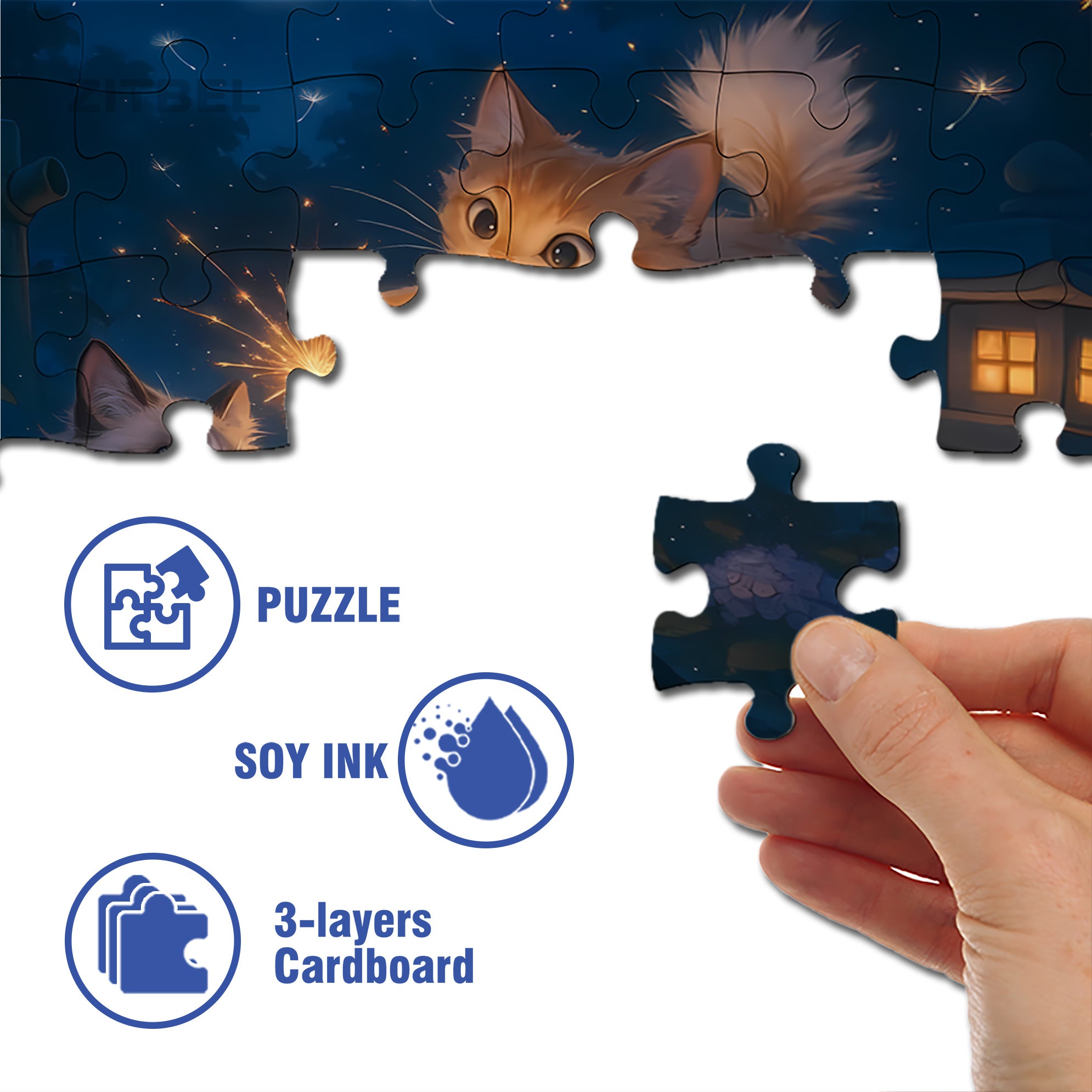 Light Fireworks 500pcs/1000pcs Jigsaw Puzzle, Scratch-Resistant, Interactive Family Game & Brain-Boosting DIY Decor, Perfect for Halloween, Christmas & New Year Gifts, Family Puzzle Game
