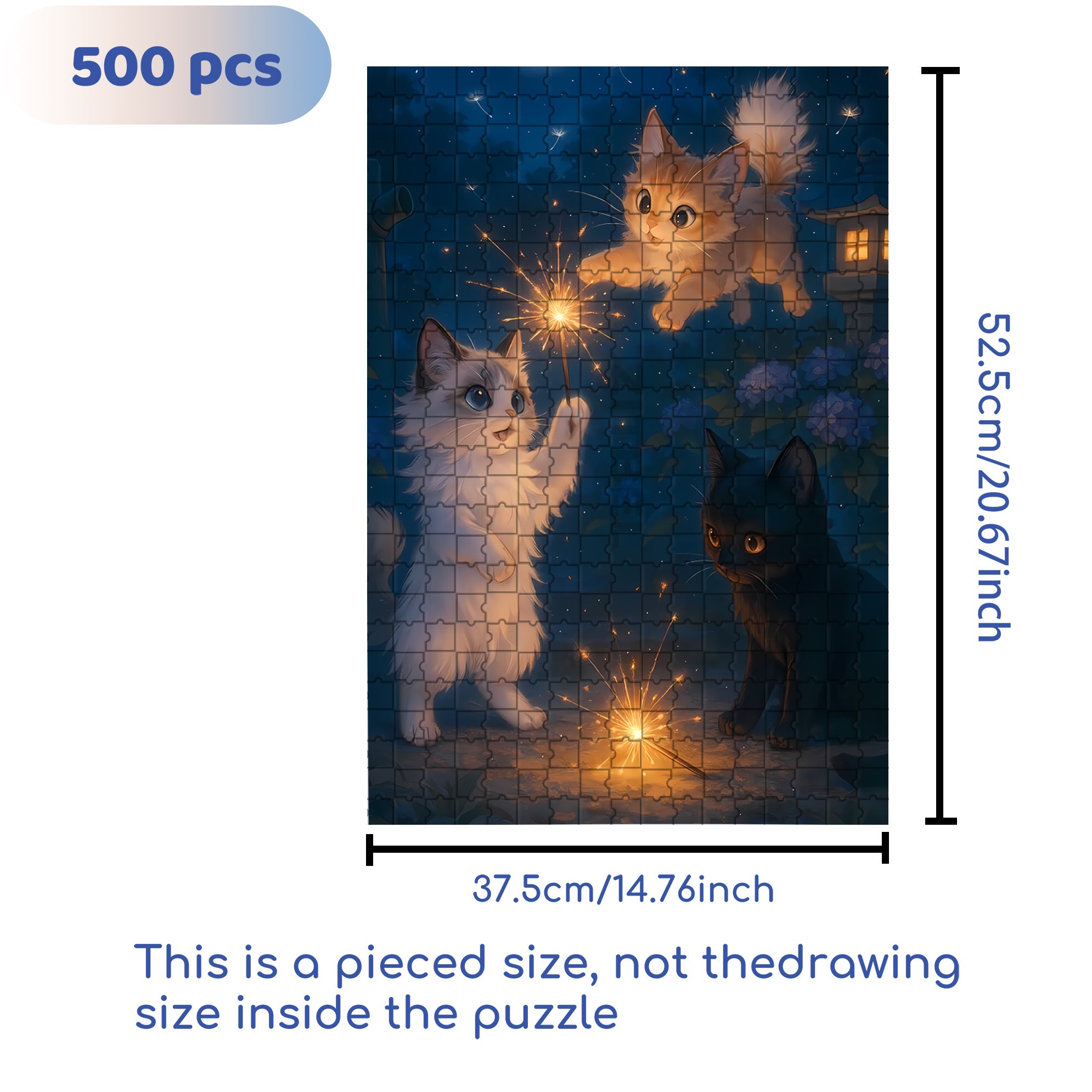Light Fireworks 500pcs/1000pcs Jigsaw Puzzle, Scratch-Resistant, Interactive Family Game & Brain-Boosting DIY Decor, Perfect for Halloween, Christmas & New Year Gifts, Family Puzzle Game
