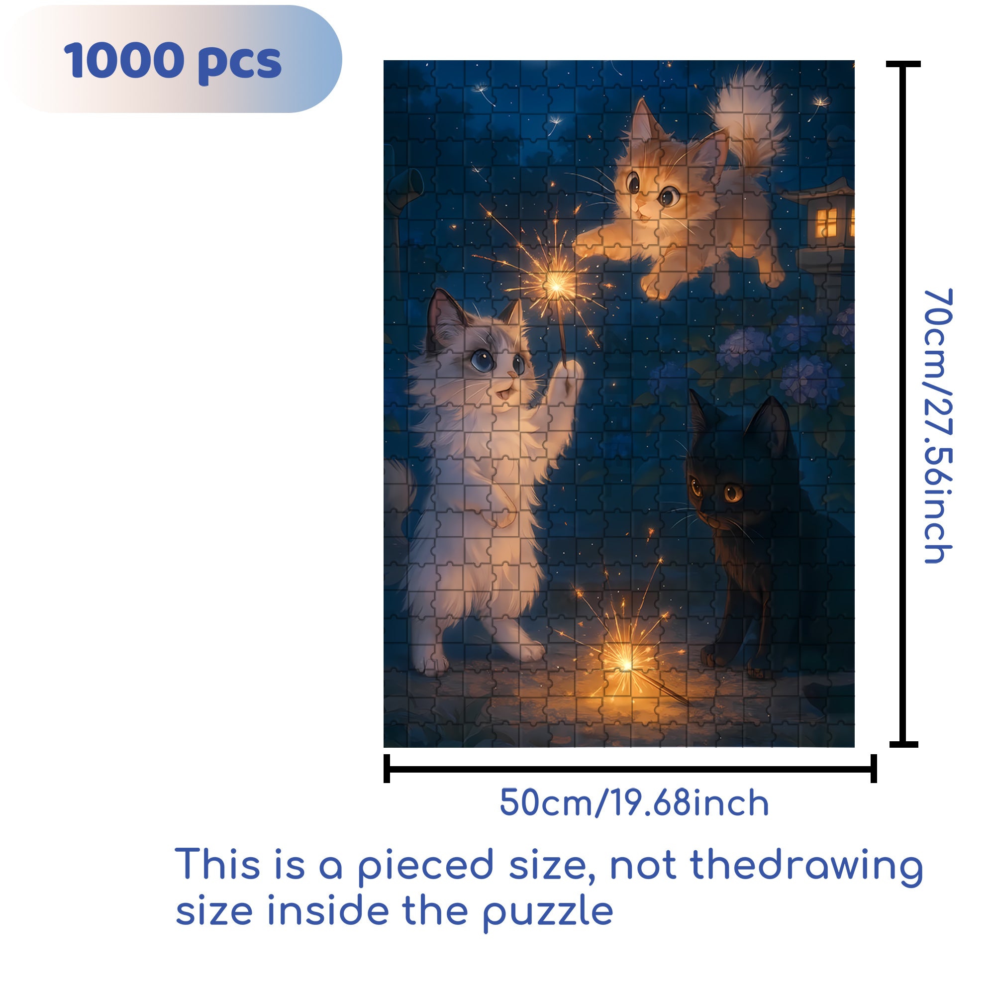 Light Fireworks 500pcs/1000pcs Jigsaw Puzzle, Scratch-Resistant, Interactive Family Game & Brain-Boosting DIY Decor, Perfect for Halloween, Christmas & New Year Gifts, Family Puzzle Game