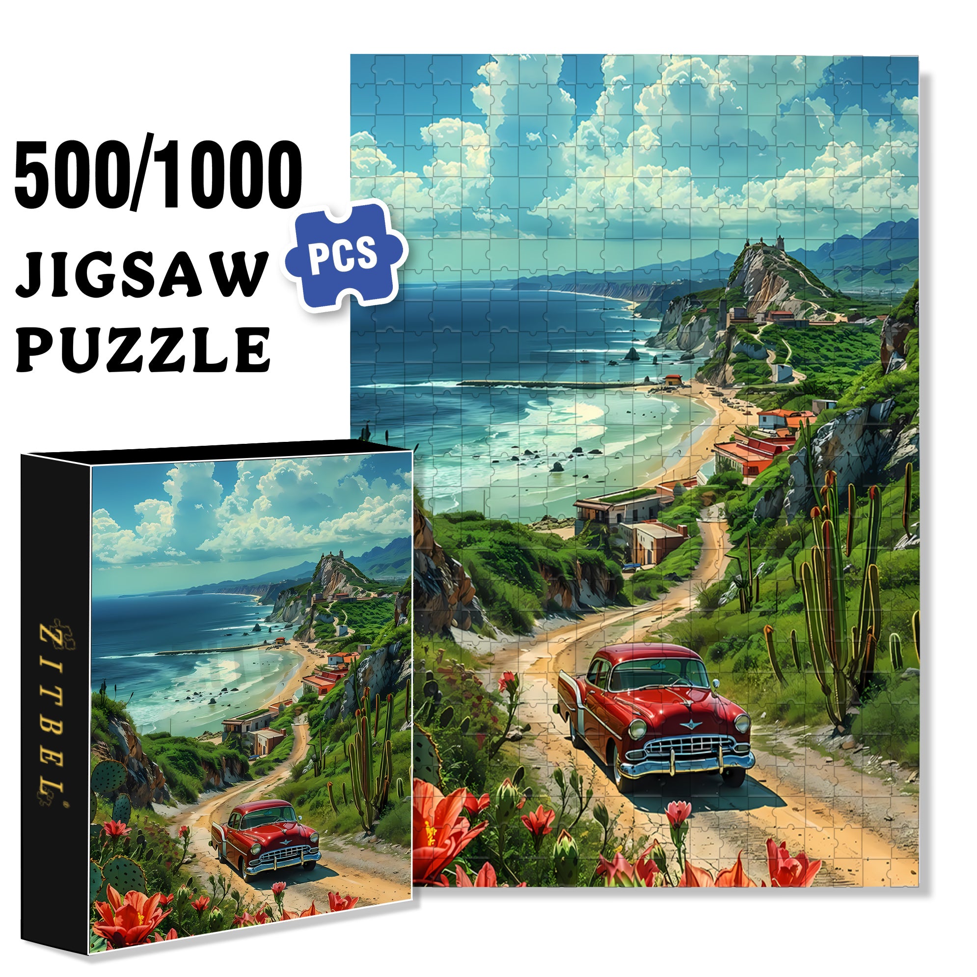 Mountain Road 500pcs/1000pcs Jigsaw Puzzle, Scratch-Resistant, Interactive Family Game & Brain-Boosting DIY Decor, Perfect for Halloween, Christmas & New Year Gifts, Family Puzzle Game