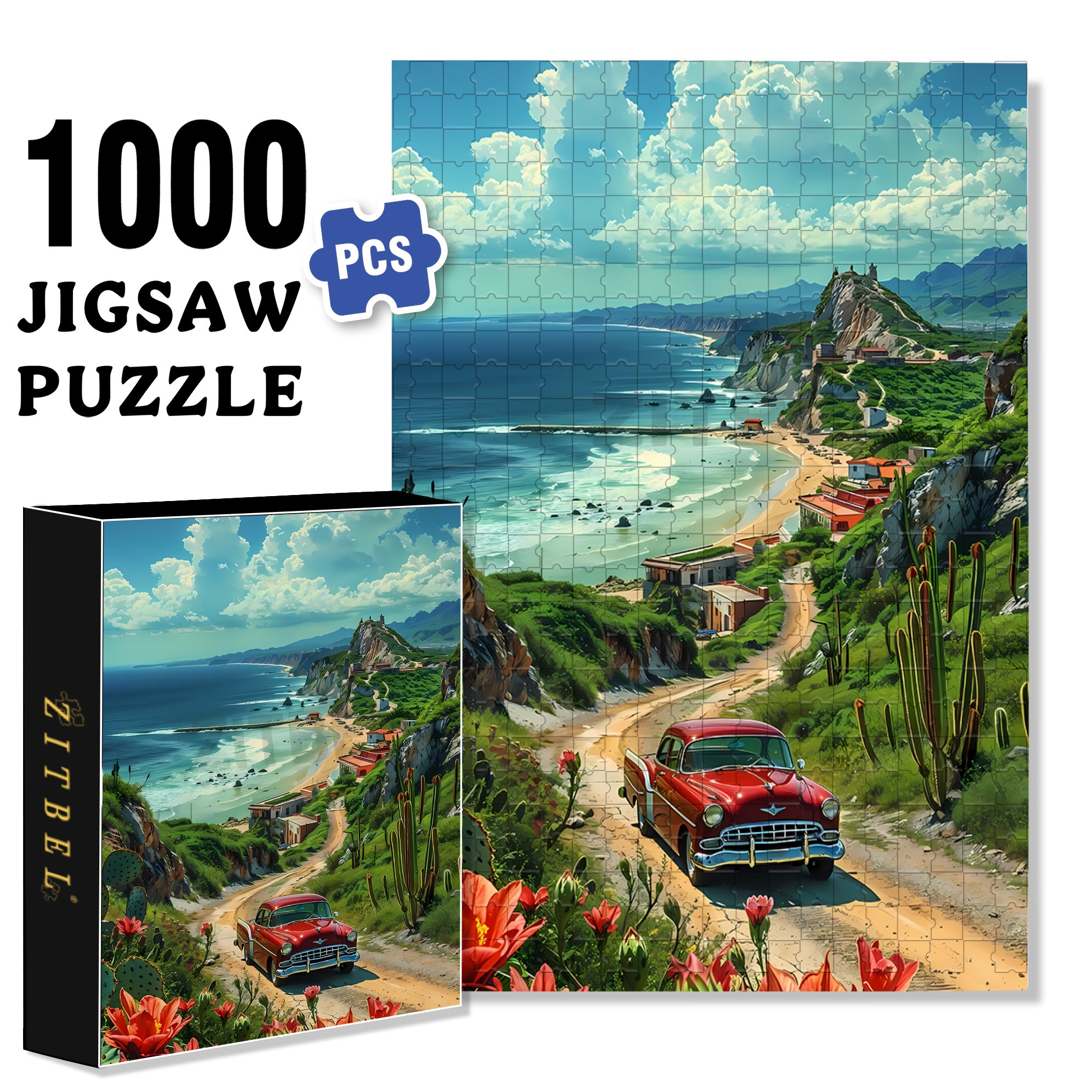 Mountain Road 500pcs/1000pcs Jigsaw Puzzle, Scratch-Resistant, Interactive Family Game & Brain-Boosting DIY Decor, Perfect for Halloween, Christmas & New Year Gifts, Family Puzzle Game