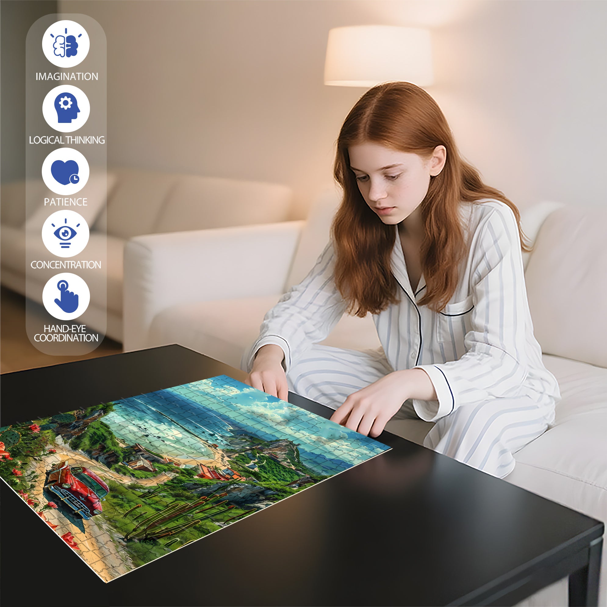 Mountain Road 500pcs/1000pcs Jigsaw Puzzle, Scratch-Resistant, Interactive Family Game & Brain-Boosting DIY Decor, Perfect for Halloween, Christmas & New Year Gifts, Family Puzzle Game