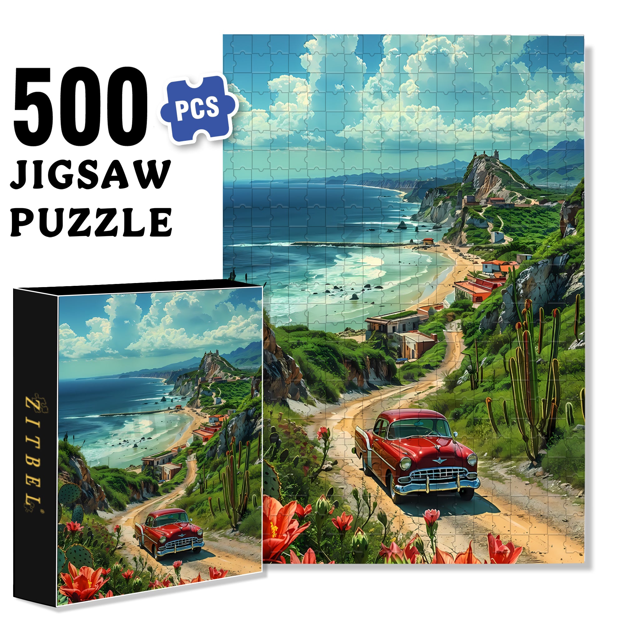 Mountain Road 500pcs/1000pcs Jigsaw Puzzle, Scratch-Resistant, Interactive Family Game & Brain-Boosting DIY Decor, Perfect for Halloween, Christmas & New Year Gifts, Family Puzzle Game