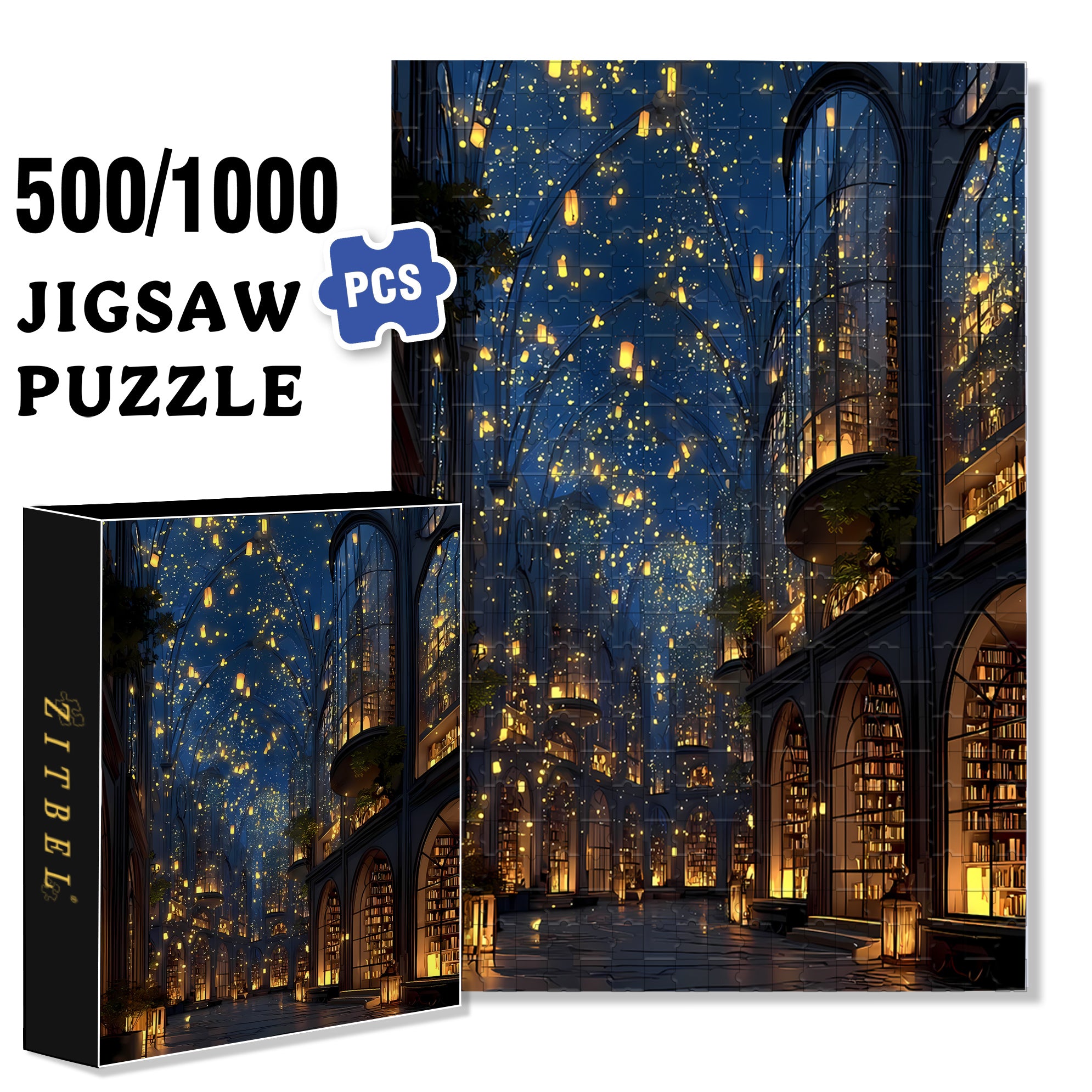 Nightfall 500pcs/1000pcs Jigsaw Puzzle, Scratch-Resistant, Interactive Family Game & Brain-Boosting DIY Decor, Perfect for Halloween, Christmas & New Year Gifts, Family Puzzle Game
