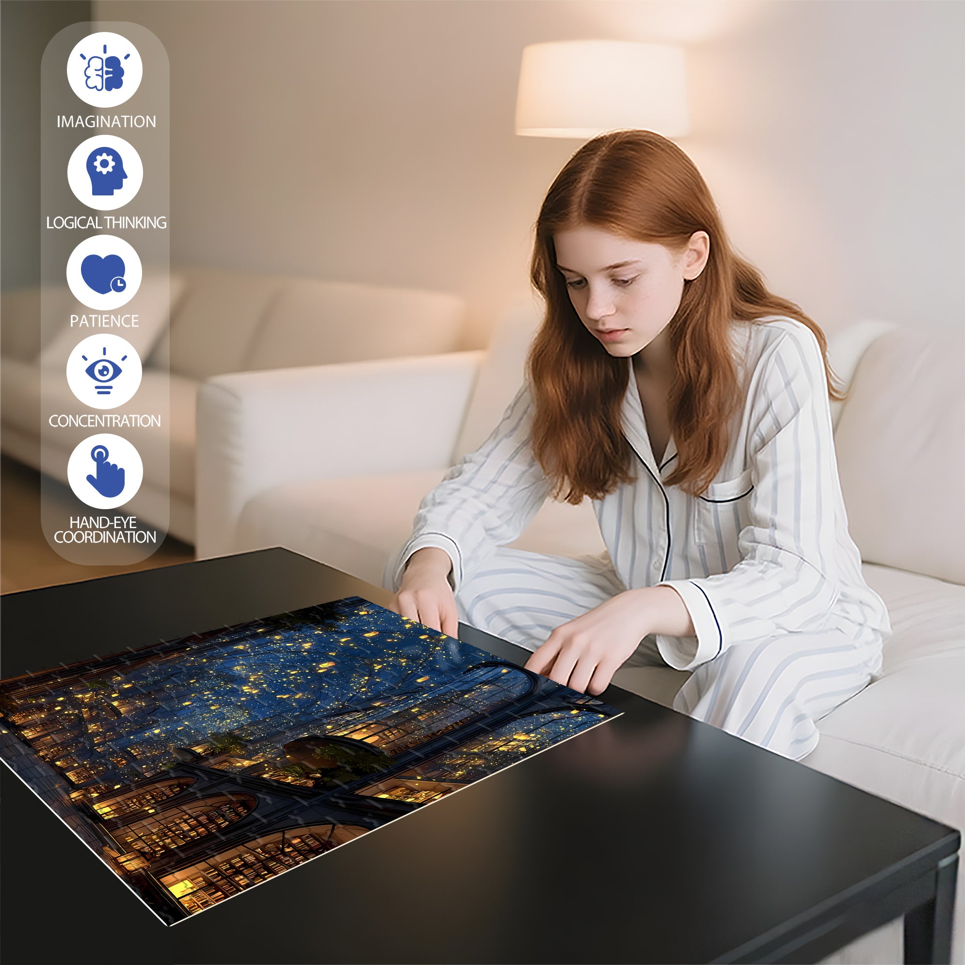 Nightfall 500pcs/1000pcs Jigsaw Puzzle, Scratch-Resistant, Interactive Family Game & Brain-Boosting DIY Decor, Perfect for Halloween, Christmas & New Year Gifts, Family Puzzle Game