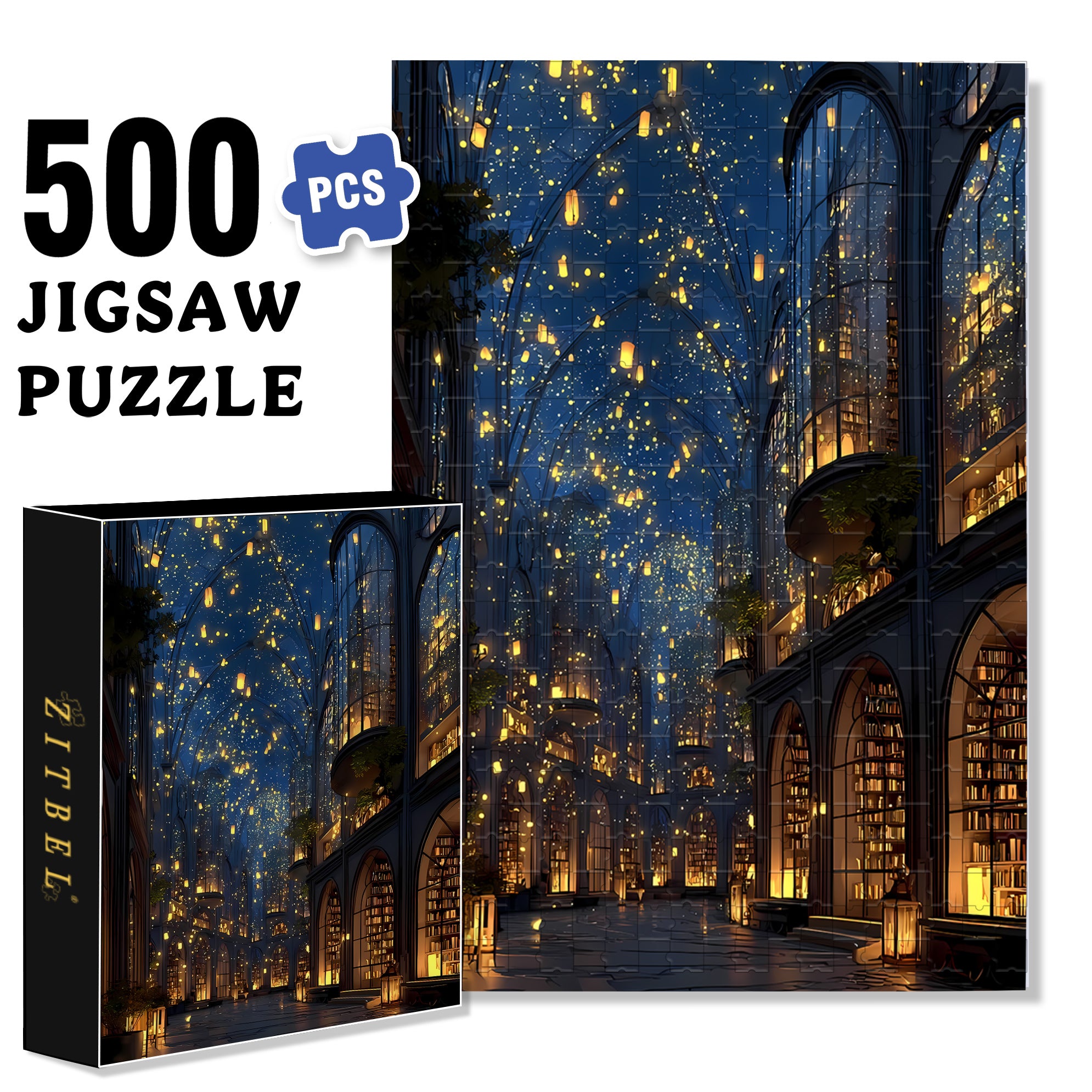Nightfall 500pcs/1000pcs Jigsaw Puzzle, Scratch-Resistant, Interactive Family Game & Brain-Boosting DIY Decor, Perfect for Halloween, Christmas & New Year Gifts, Family Puzzle Game