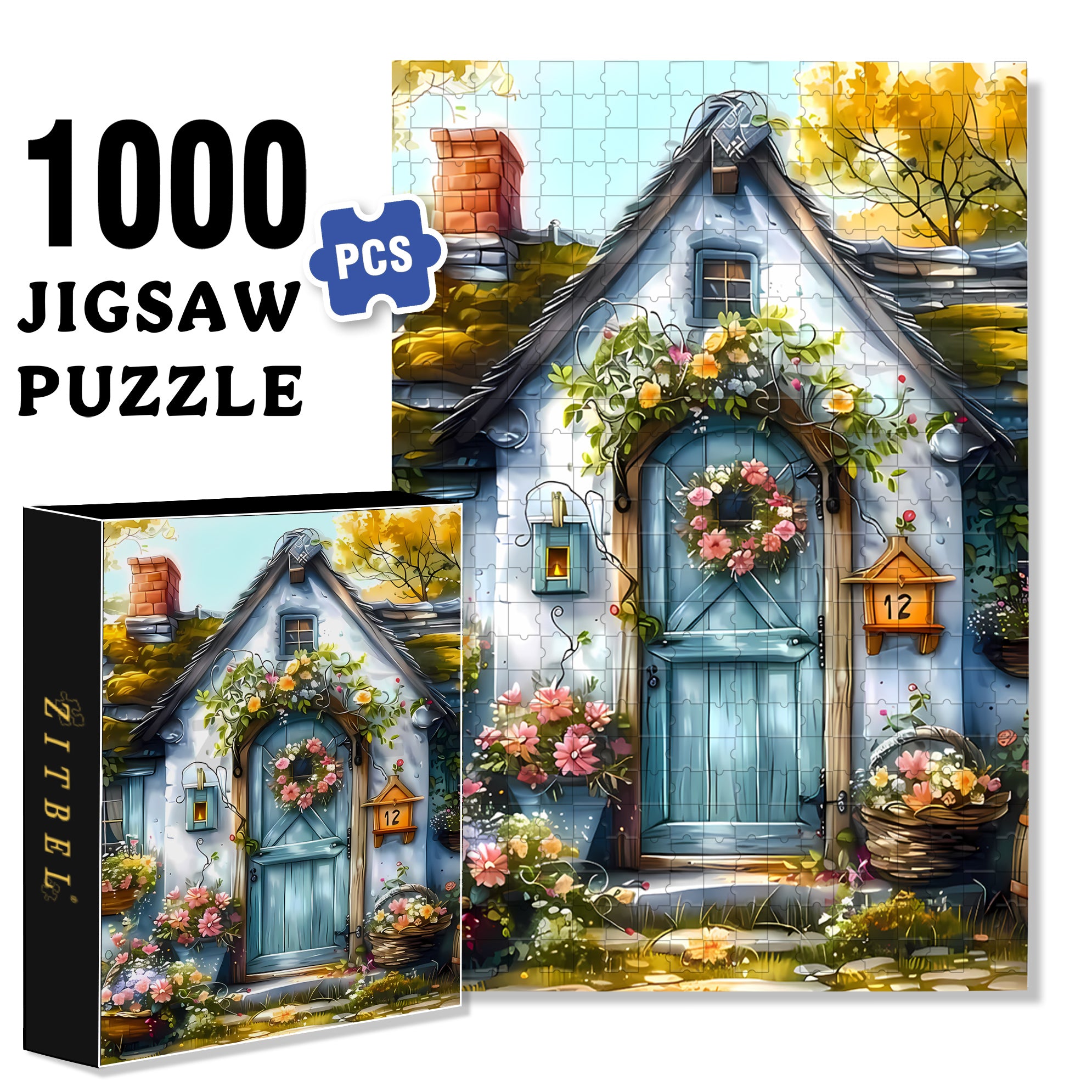 No.12 500pcs/1000pcs Jigsaw Puzzle, Scratch-Resistant, Interactive Family Game & Brain-Boosting DIY Decor, Perfect for Halloween, Christmas & New Year Gifts, Family Puzzle Game