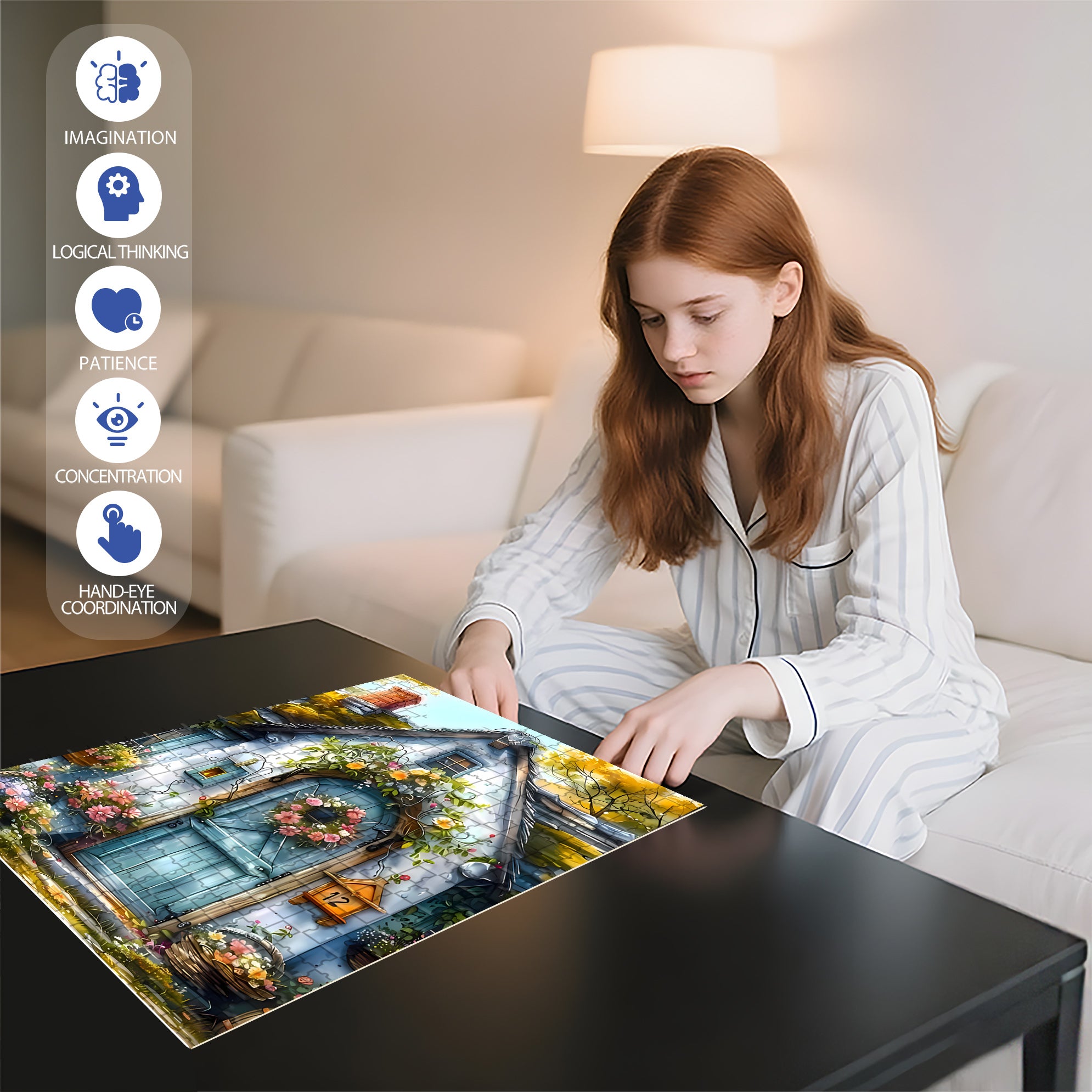 No.12 500pcs/1000pcs Jigsaw Puzzle, Scratch-Resistant, Interactive Family Game & Brain-Boosting DIY Decor, Perfect for Halloween, Christmas & New Year Gifts, Family Puzzle Game