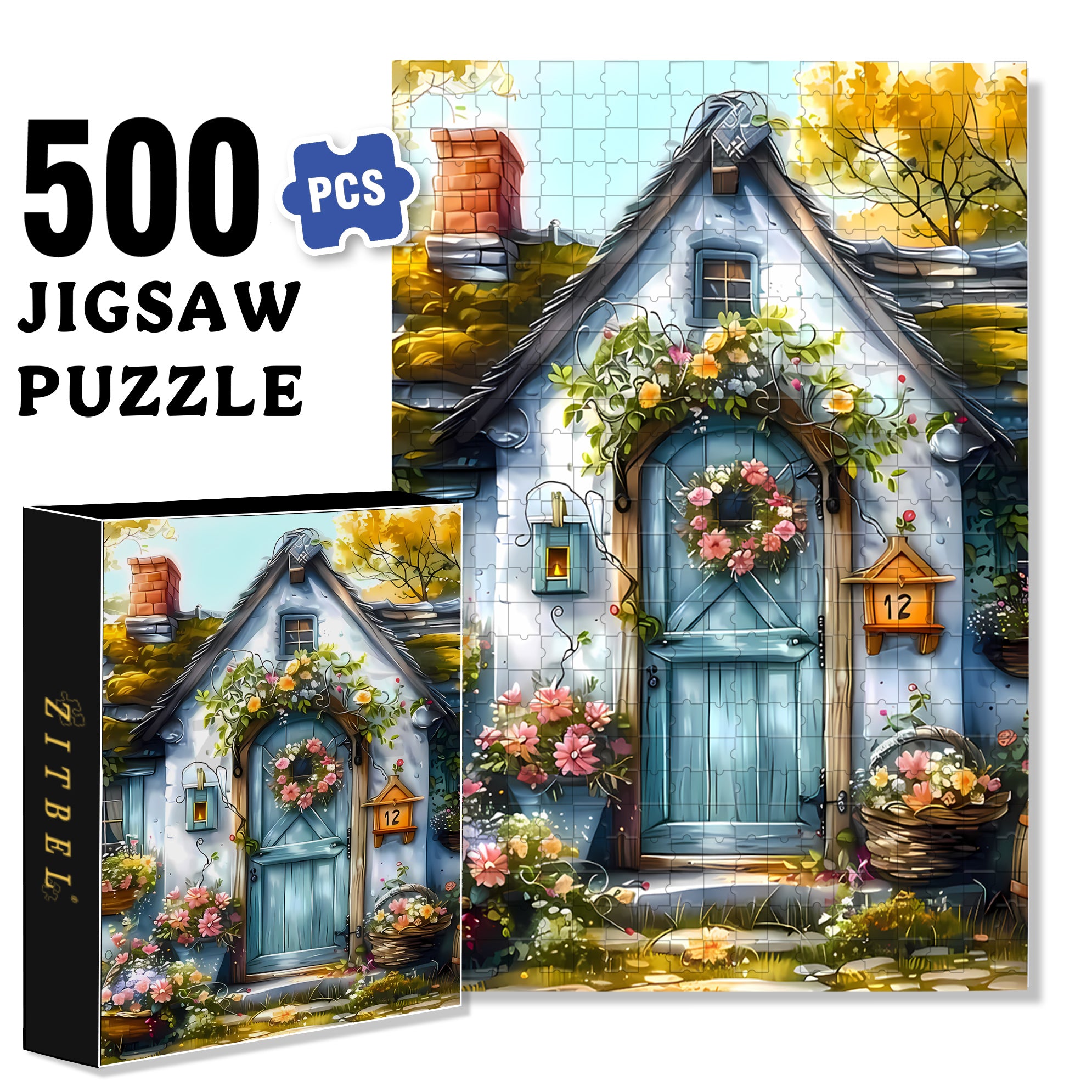 No.12 500pcs/1000pcs Jigsaw Puzzle, Scratch-Resistant, Interactive Family Game & Brain-Boosting DIY Decor, Perfect for Halloween, Christmas & New Year Gifts, Family Puzzle Game