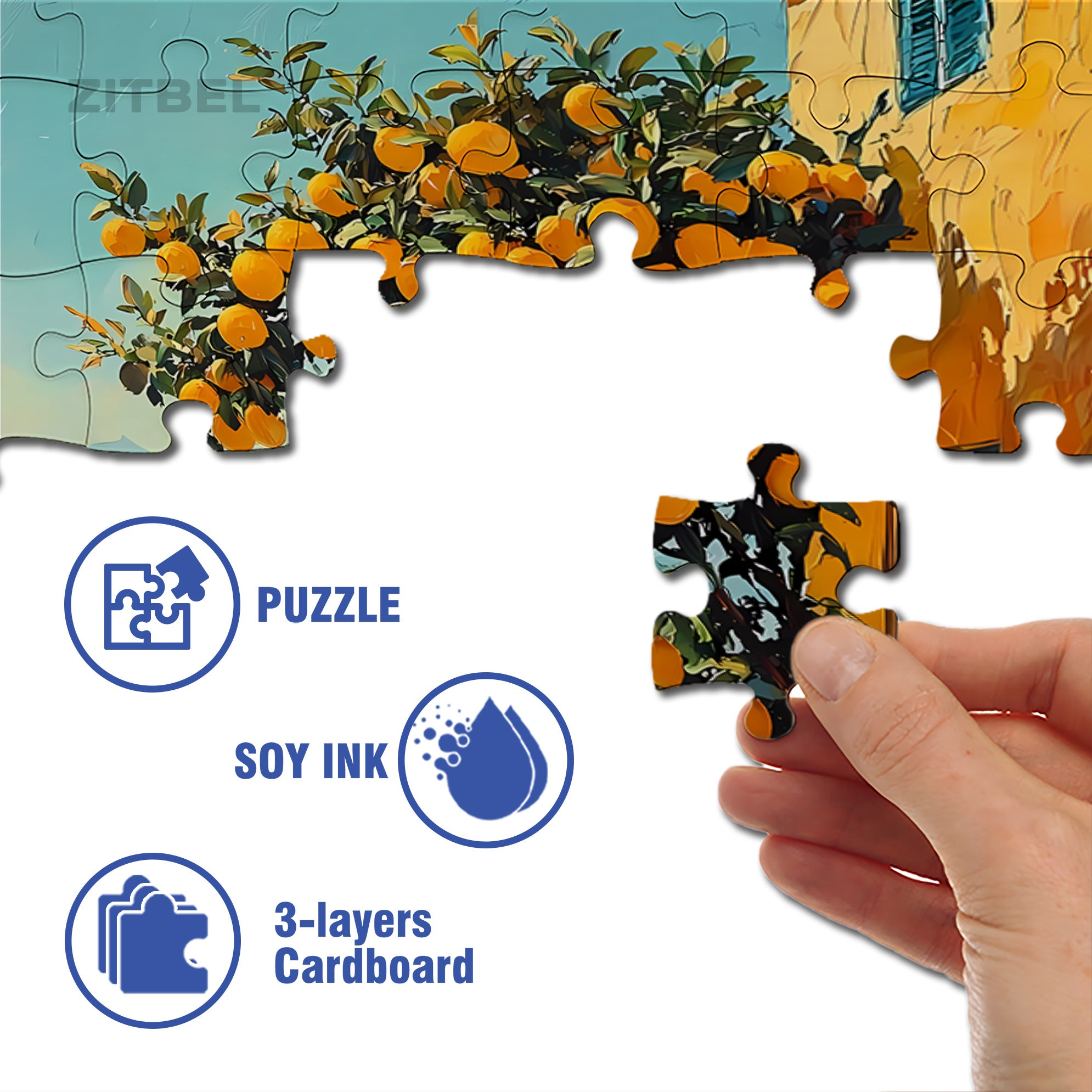 Orange Tree 500pcs/1000pcs Jigsaw Puzzle, Scratch-Resistant, Interactive Family Game & Brain-Boosting DIY Decor, Perfect for Halloween, Christmas & New Year Gifts, Family Puzzle Game