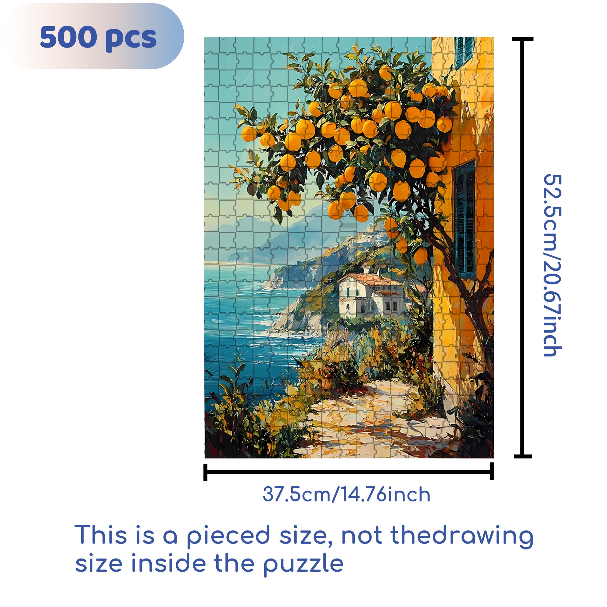 Orange Tree 500pcs/1000pcs Jigsaw Puzzle, Scratch-Resistant, Interactive Family Game & Brain-Boosting DIY Decor, Perfect for Halloween, Christmas & New Year Gifts, Family Puzzle Game