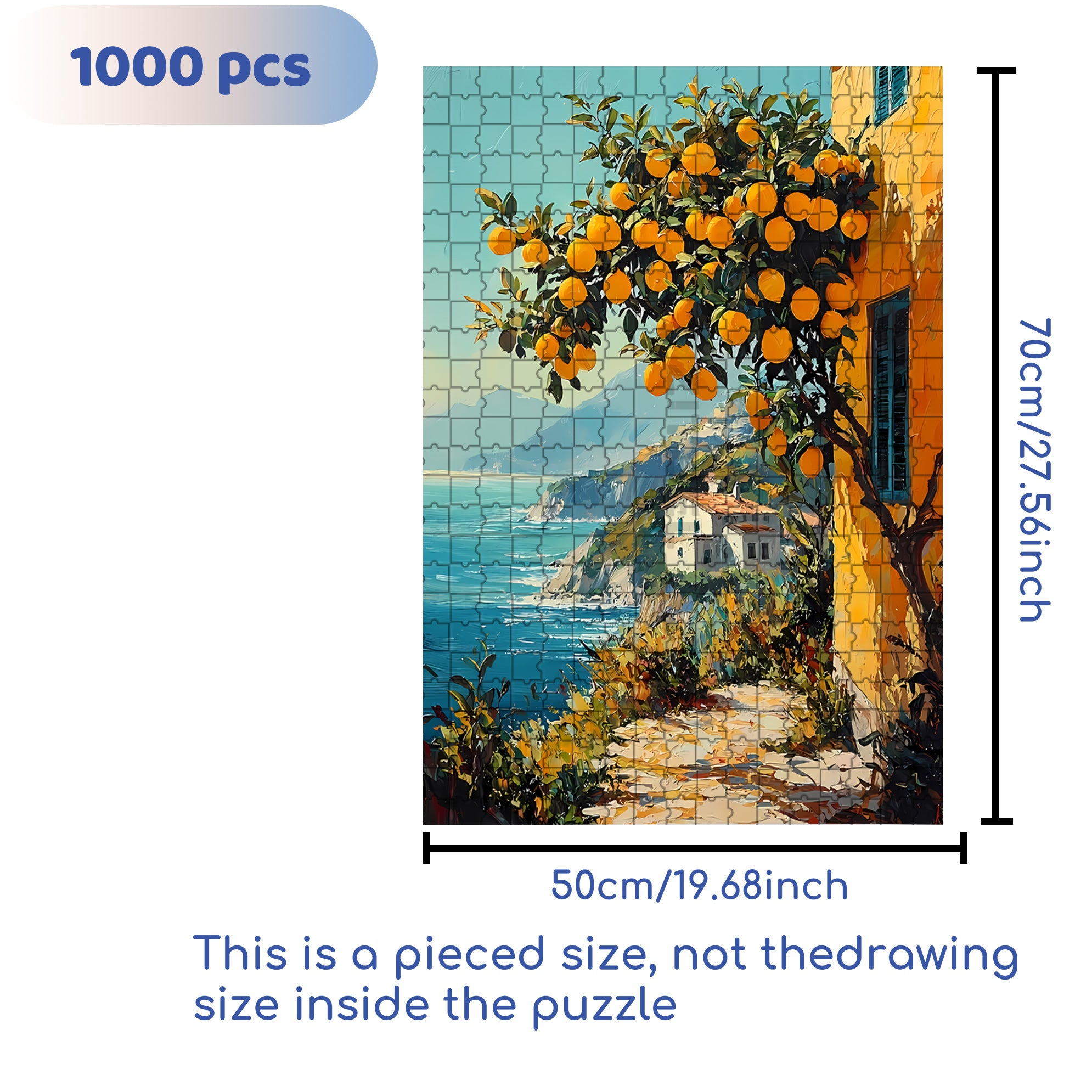 Orange Tree 500pcs/1000pcs Jigsaw Puzzle, Scratch-Resistant, Interactive Family Game & Brain-Boosting DIY Decor, Perfect for Halloween, Christmas & New Year Gifts, Family Puzzle Game