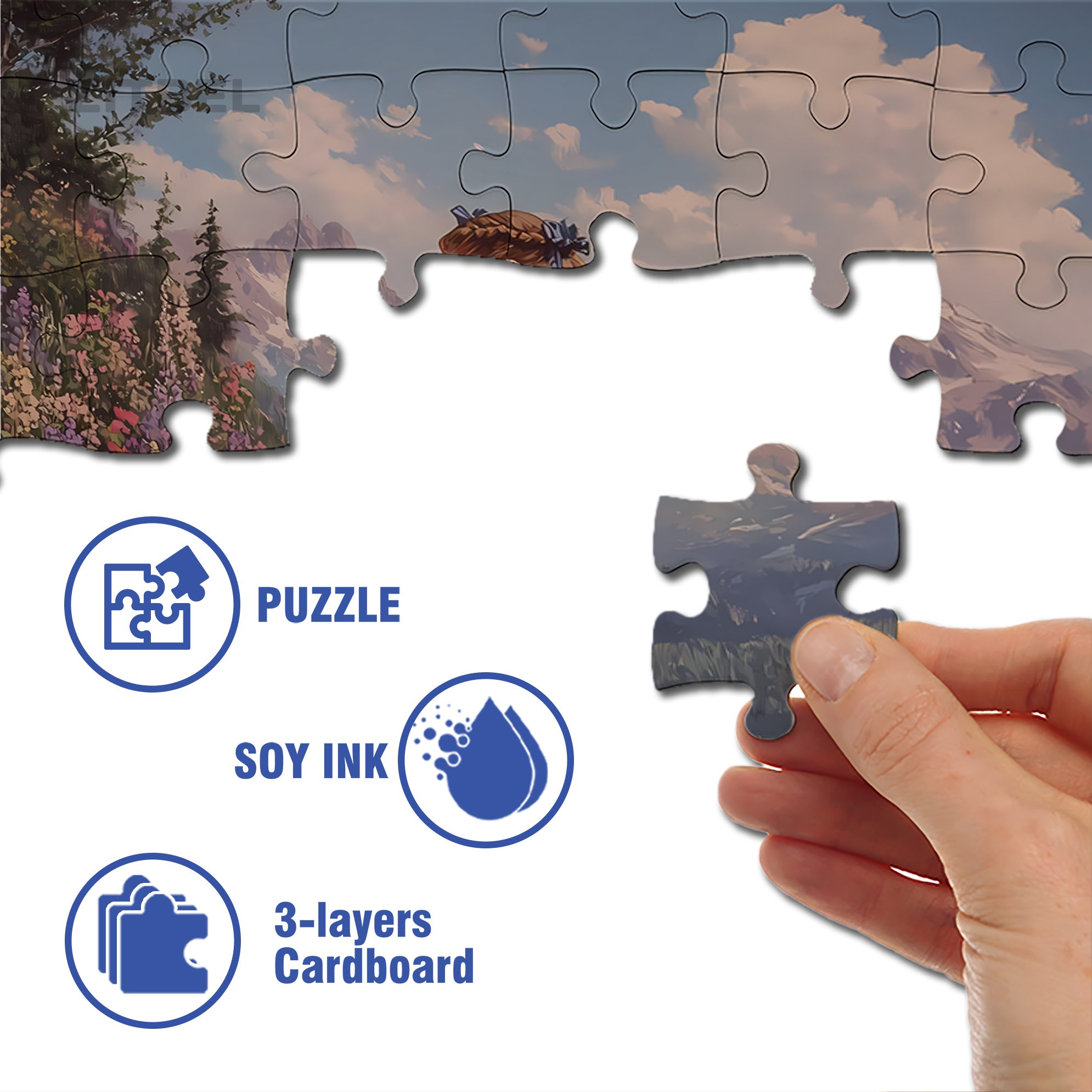 Picking Flowers 500pcs/1000pcs Jigsaw Puzzle, Scratch-Resistant, Interactive Family Game & Brain-Boosting DIY Decor, Perfect for Halloween, Christmas & New Year Gifts, Family Puzzle Game