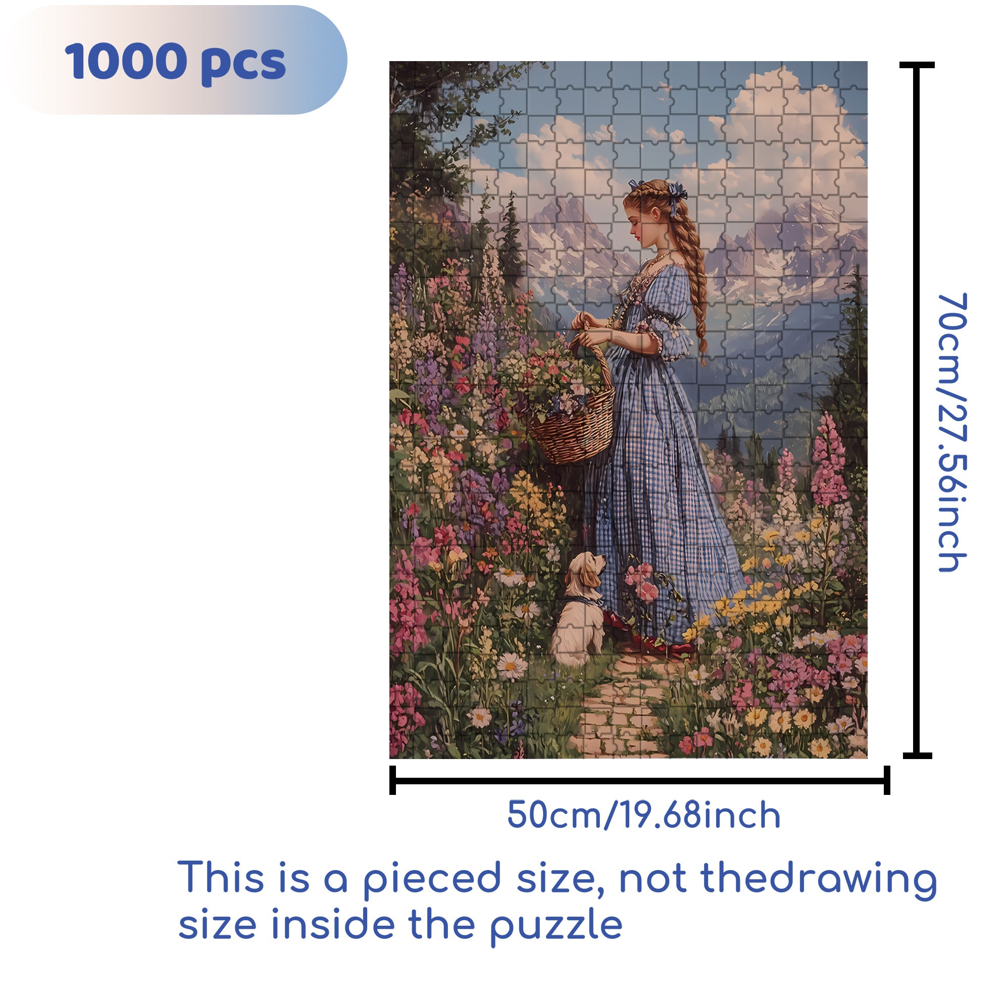 Picking Flowers 500pcs/1000pcs Jigsaw Puzzle, Scratch-Resistant, Interactive Family Game & Brain-Boosting DIY Decor, Perfect for Halloween, Christmas & New Year Gifts, Family Puzzle Game