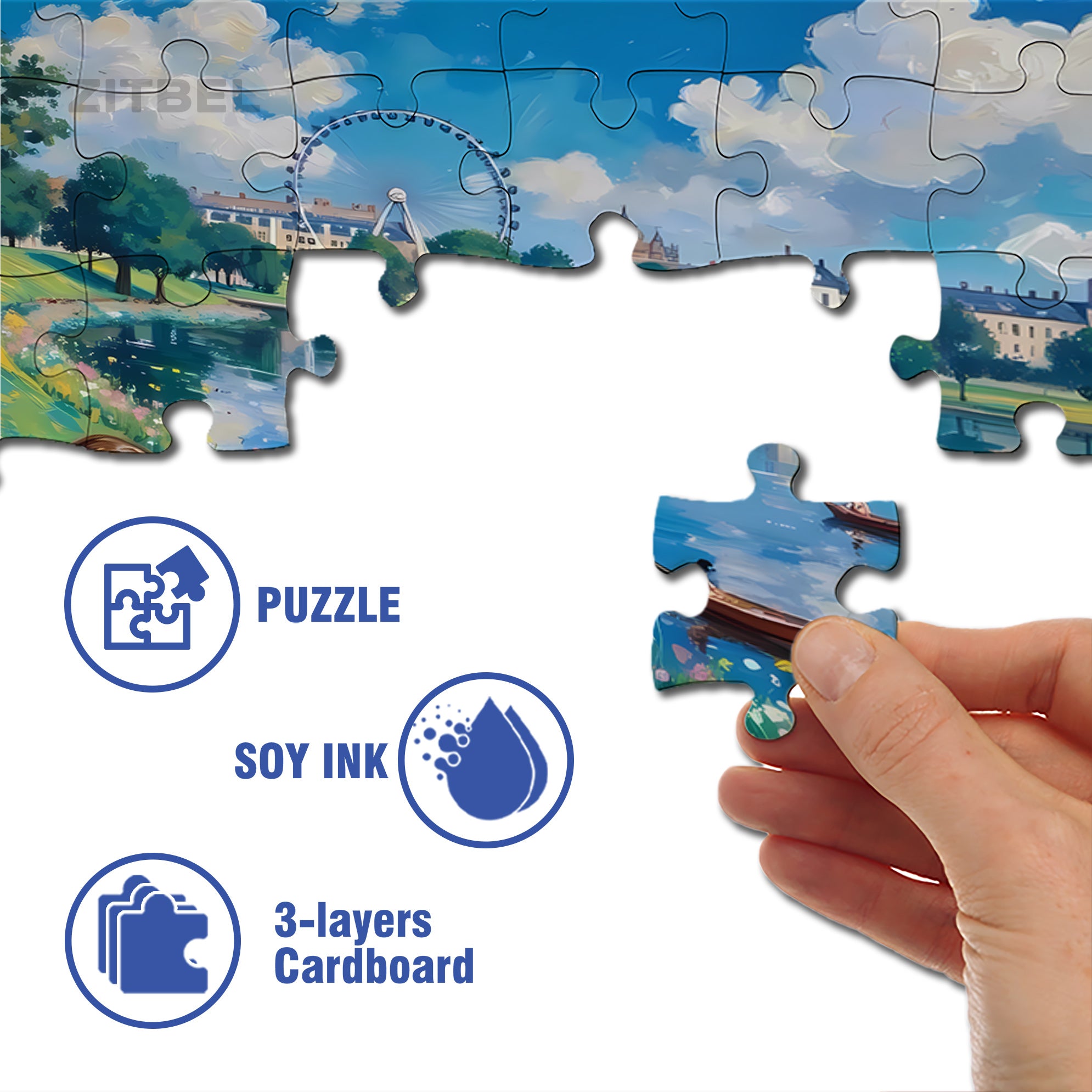 Picnic By The Lake 500pcs/1000pcs Jigsaw Puzzle, Scratch-Resistant, Interactive Family Game & Brain-Boosting DIY Decor, Perfect for Halloween, Christmas & New Year Gifts, Family Puzzle Game