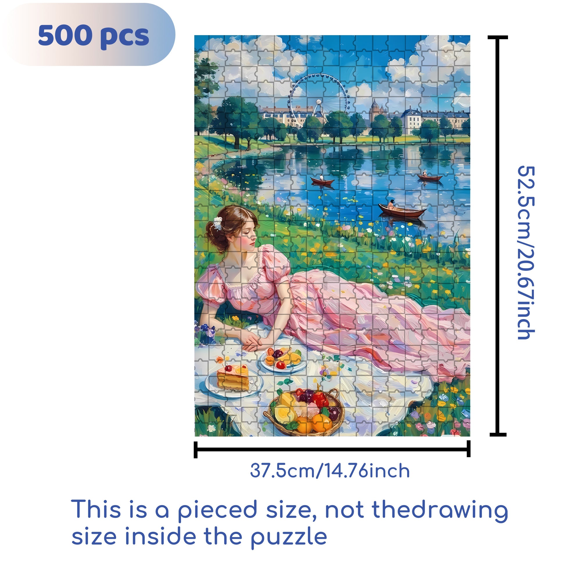 Picnic By The Lake 500pcs/1000pcs Jigsaw Puzzle, Scratch-Resistant, Interactive Family Game & Brain-Boosting DIY Decor, Perfect for Halloween, Christmas & New Year Gifts, Family Puzzle Game