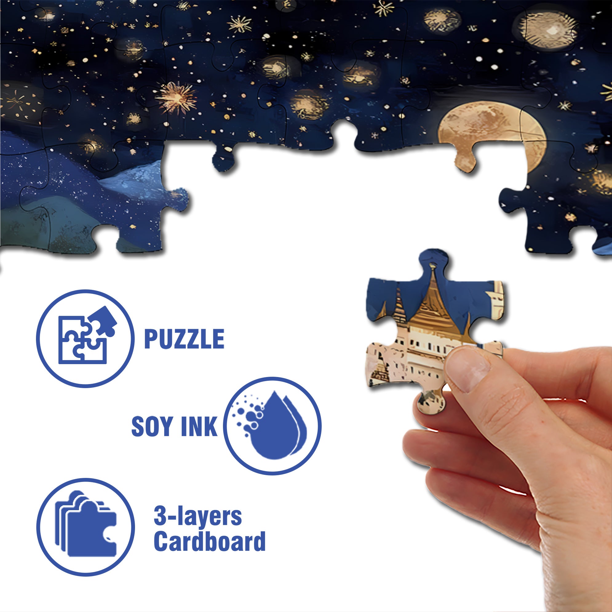 Quiet Moonlit Night 500pcs/1000pcs Jigsaw Puzzle, Scratch-Resistant, Interactive Family Game & Brain-Boosting DIY Decor, Perfect for Halloween, Christmas & New Year Gifts, Family Puzzle Game