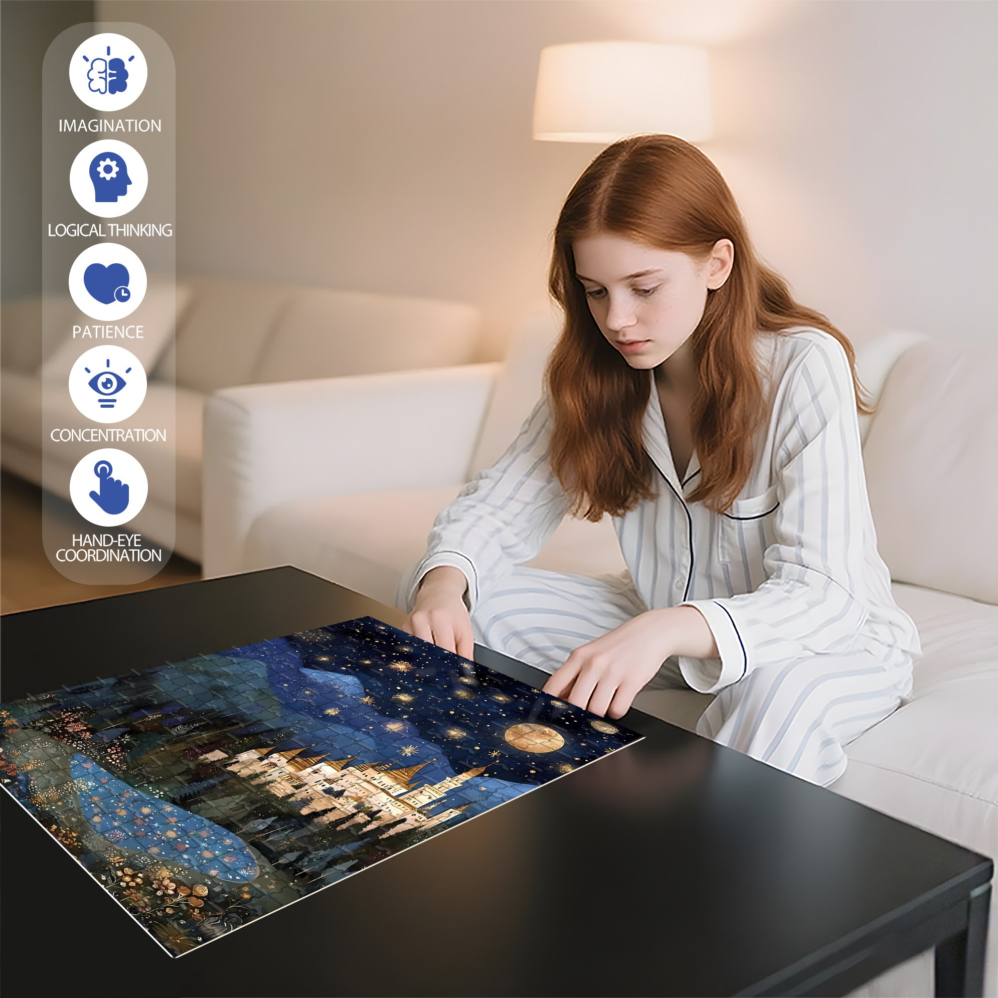 Quiet Moonlit Night 500pcs/1000pcs Jigsaw Puzzle, Scratch-Resistant, Interactive Family Game & Brain-Boosting DIY Decor, Perfect for Halloween, Christmas & New Year Gifts, Family Puzzle Game