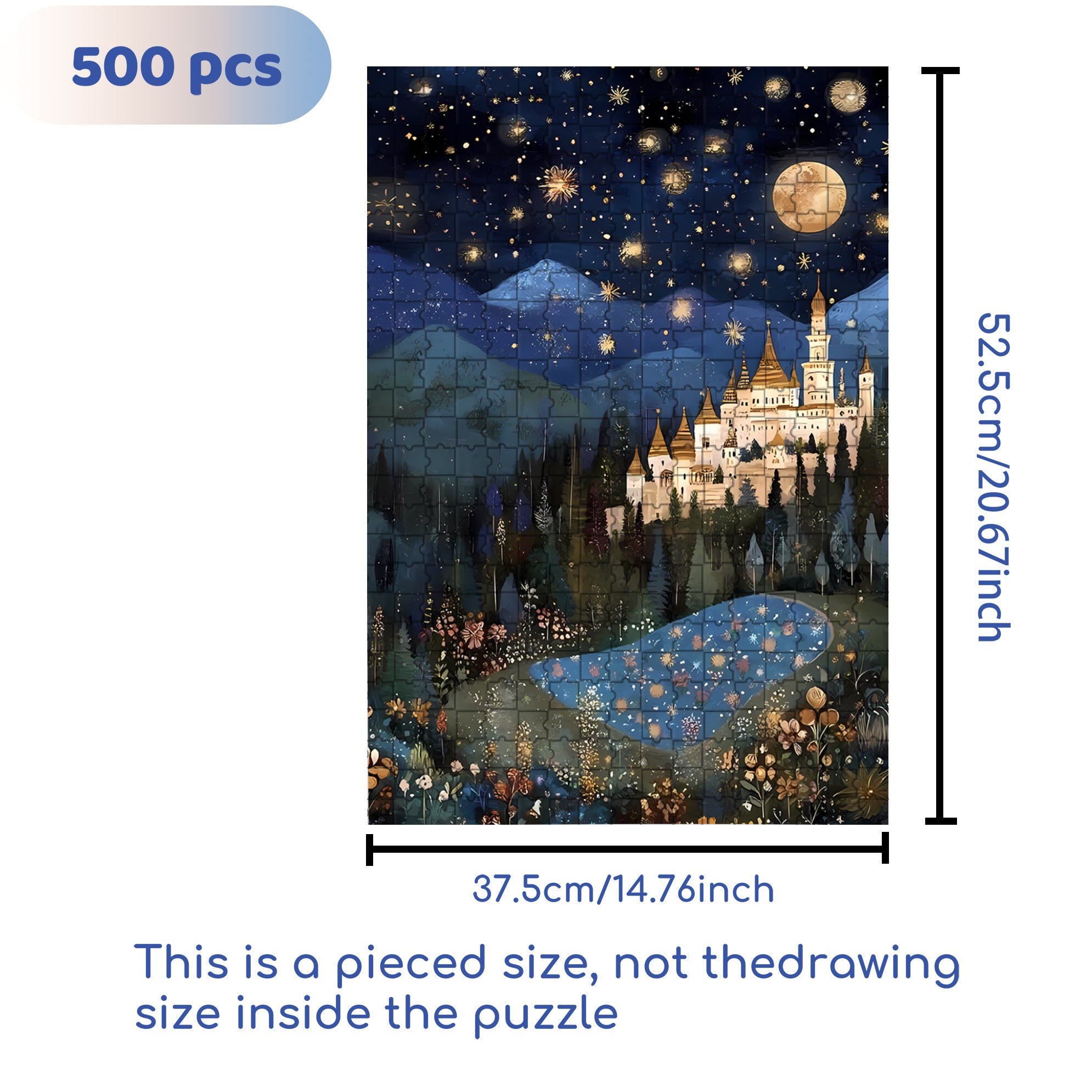 Quiet Moonlit Night 500pcs/1000pcs Jigsaw Puzzle, Scratch-Resistant, Interactive Family Game & Brain-Boosting DIY Decor, Perfect for Halloween, Christmas & New Year Gifts, Family Puzzle Game