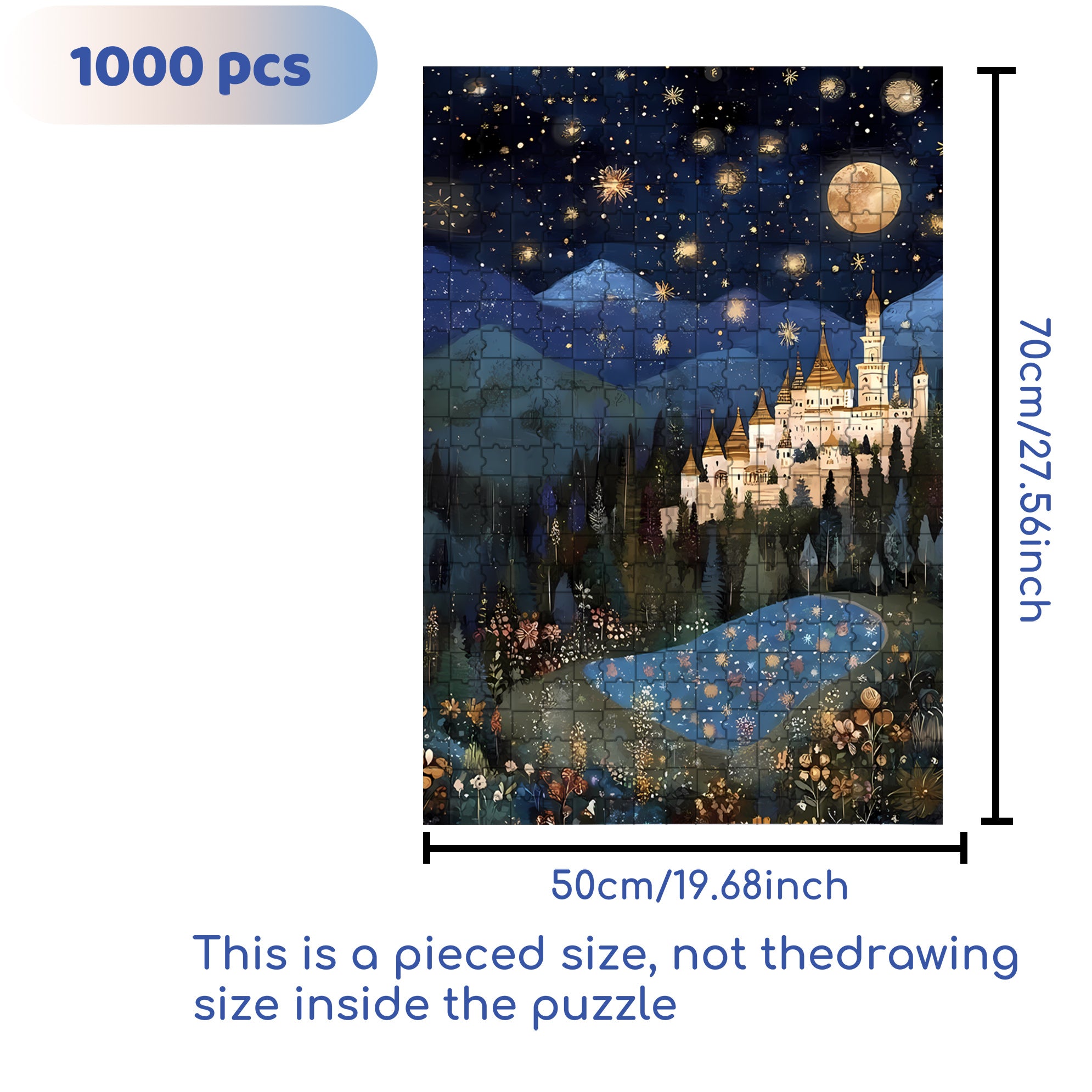 Quiet Moonlit Night 500pcs/1000pcs Jigsaw Puzzle, Scratch-Resistant, Interactive Family Game & Brain-Boosting DIY Decor, Perfect for Halloween, Christmas & New Year Gifts, Family Puzzle Game