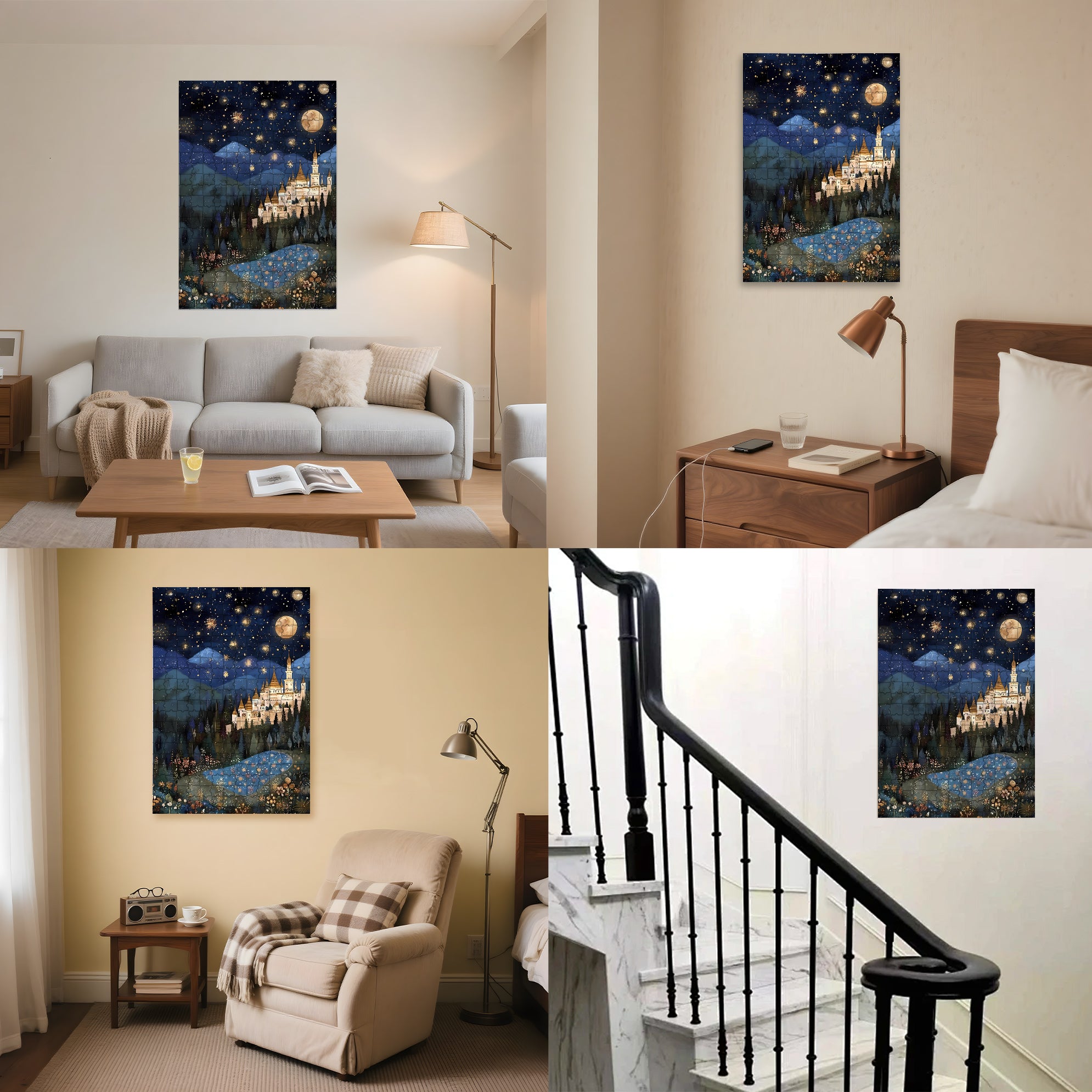 Quiet Moonlit Night 500pcs/1000pcs Jigsaw Puzzle, Scratch-Resistant, Interactive Family Game & Brain-Boosting DIY Decor, Perfect for Halloween, Christmas & New Year Gifts, Family Puzzle Game