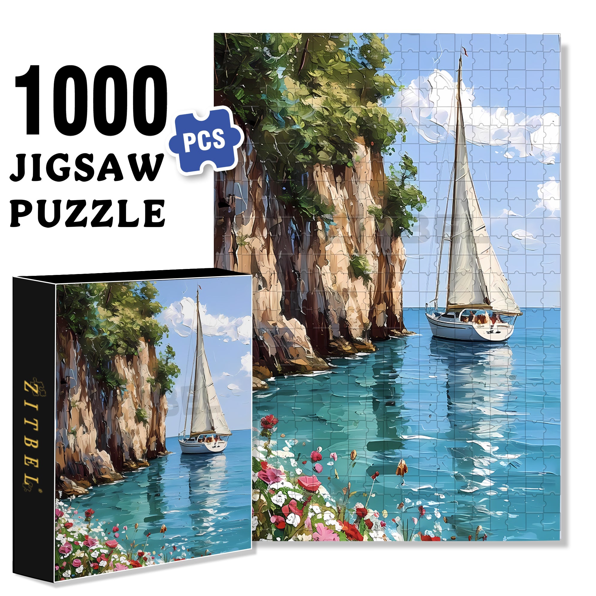 Set Sail 500pcs/1000pcs Jigsaw Puzzle, Scratch-Resistant, Interactive Family Game & Brain-Boosting DIY Decor, Perfect for Halloween, Christmas & New Year Gifts, Family Puzzle Game