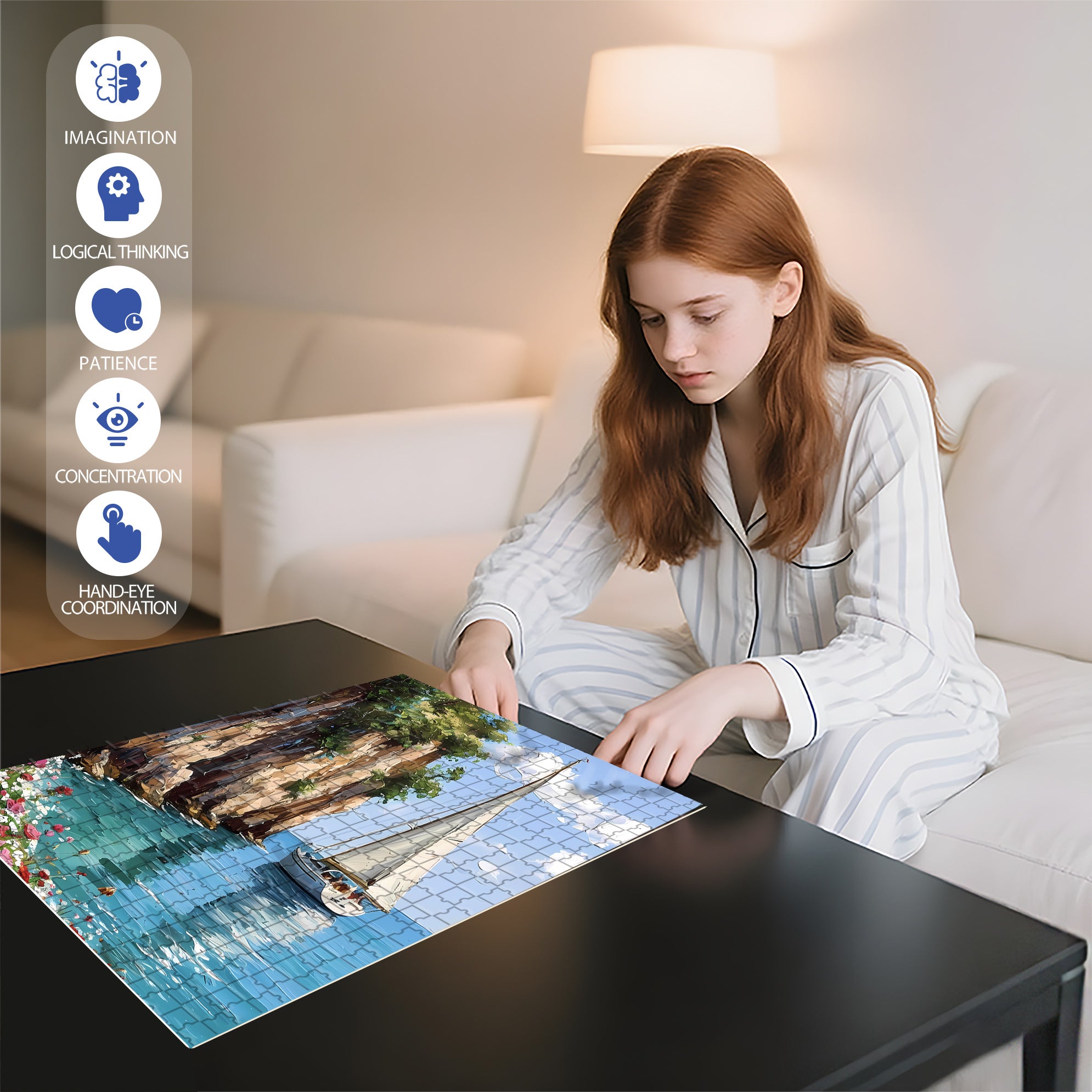 Set Sail 500pcs/1000pcs Jigsaw Puzzle, Scratch-Resistant, Interactive Family Game & Brain-Boosting DIY Decor, Perfect for Halloween, Christmas & New Year Gifts, Family Puzzle Game