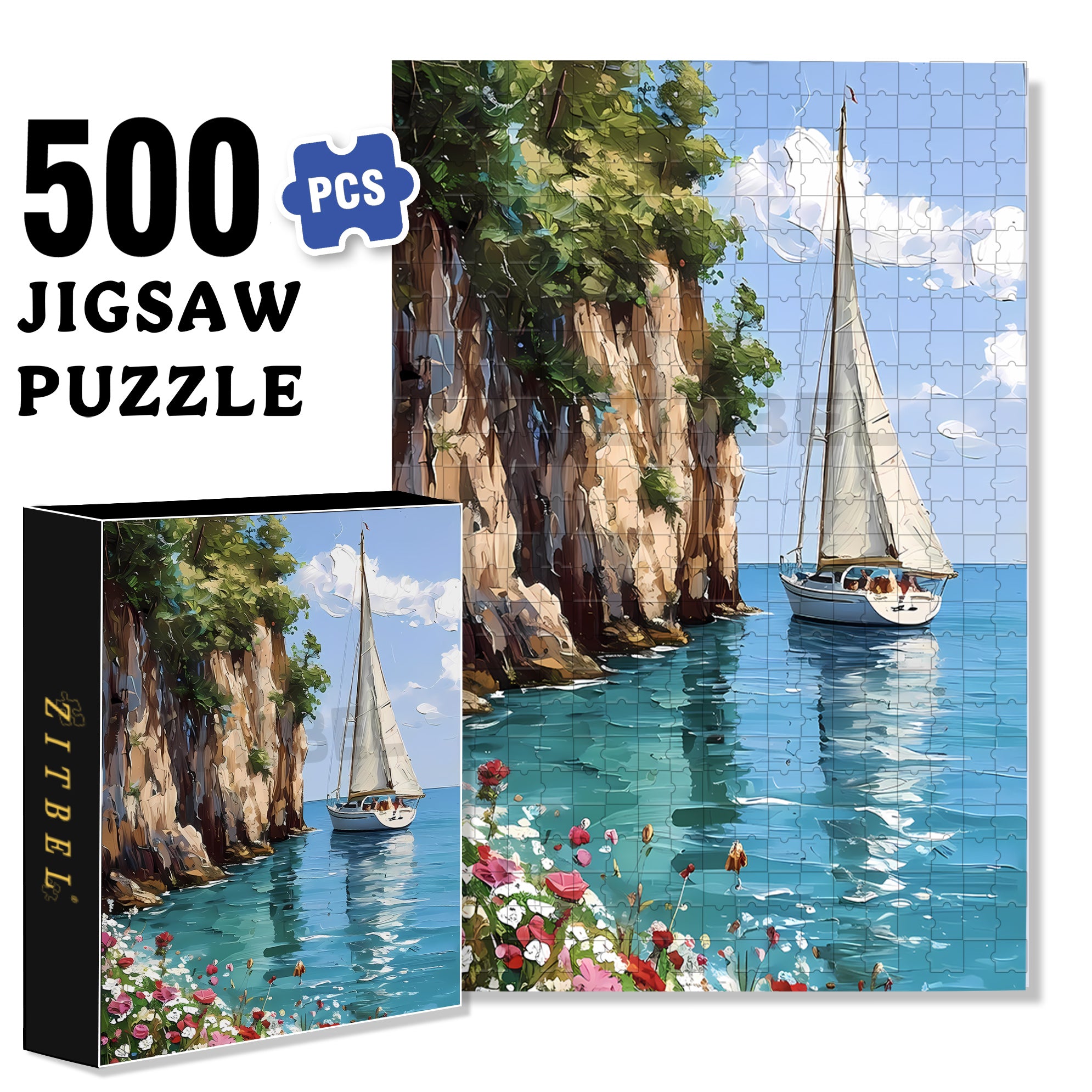 Set Sail 500pcs/1000pcs Jigsaw Puzzle, Scratch-Resistant, Interactive Family Game & Brain-Boosting DIY Decor, Perfect for Halloween, Christmas & New Year Gifts, Family Puzzle Game