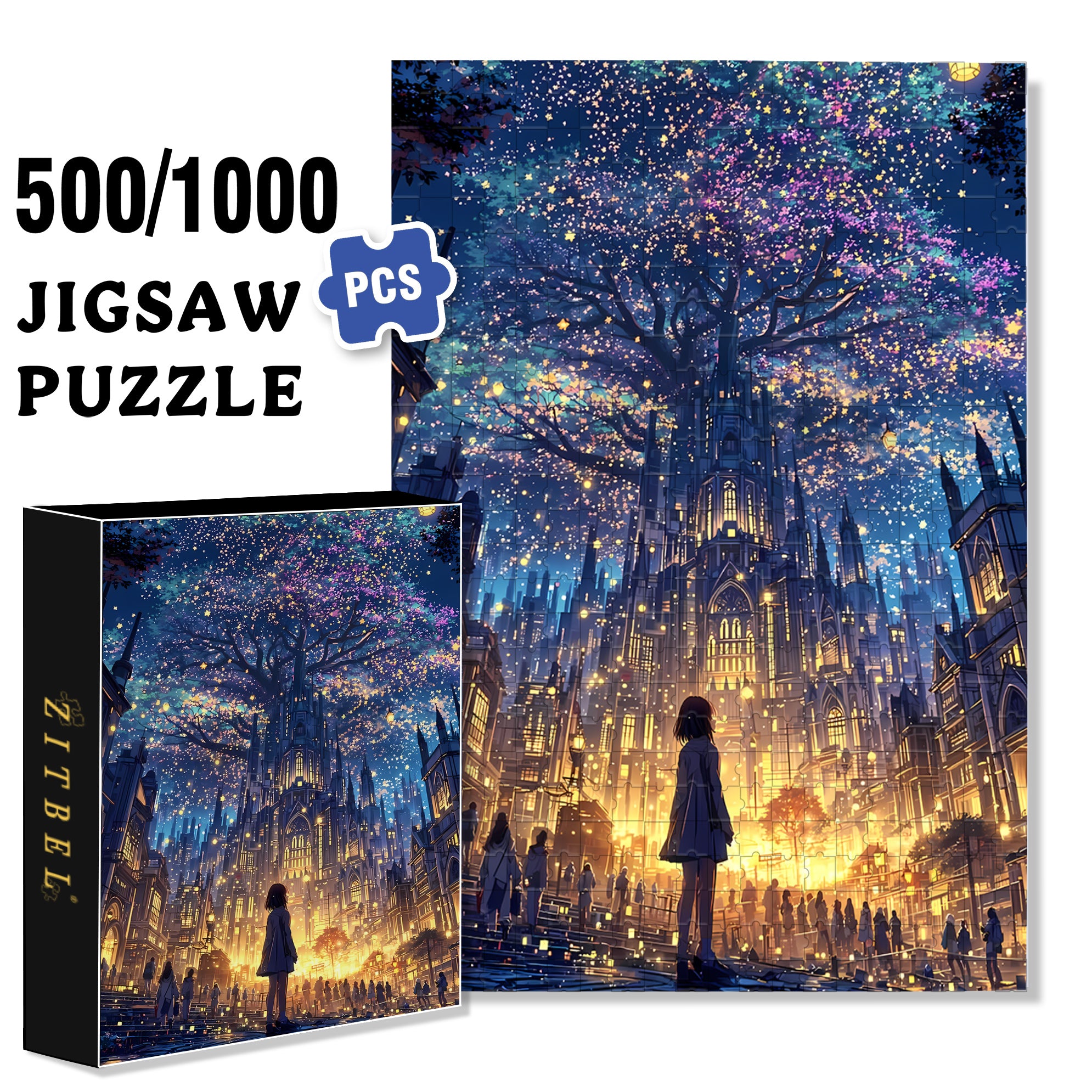 Shock 500pcs/1000pcs Jigsaw Puzzle, Scratch-Resistant, Interactive Family Game & Brain-Boosting DIY Decor, Perfect for Halloween, Christmas & New Year Gifts, Family Puzzle Game